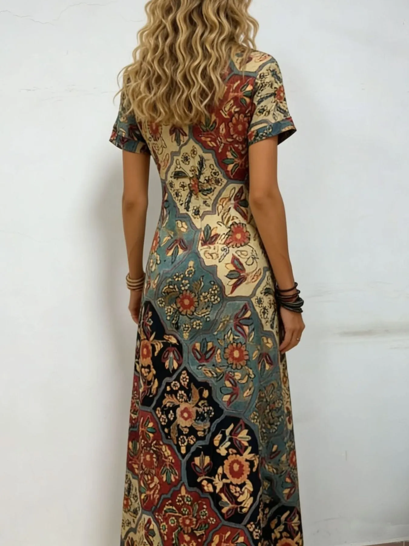Printed V-Neck Short Sleeve Midi Dress sold by Charming Charlie product image thumbnail 2