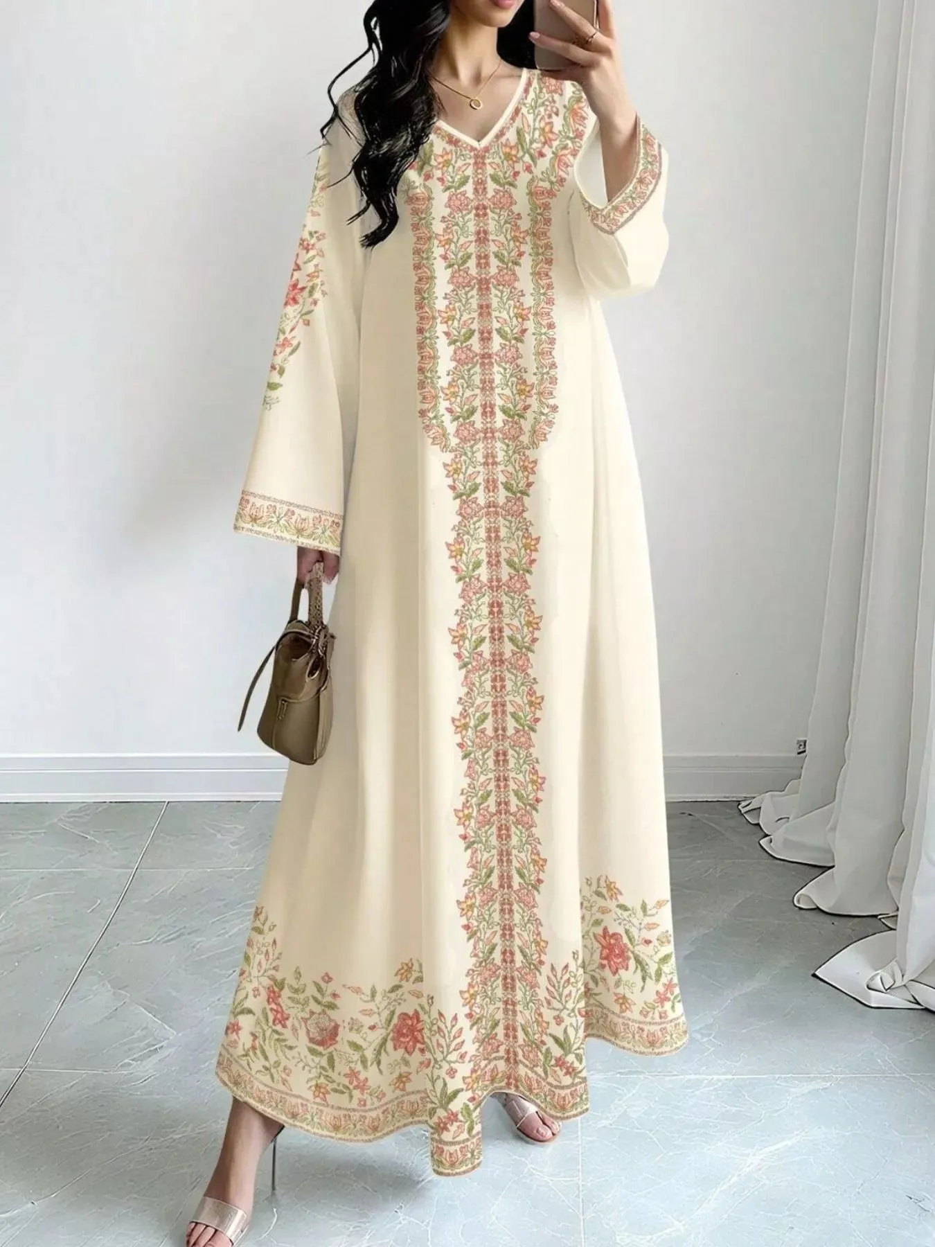 Floral Long Sleeve Maxi Dress sold by Charming Charlie
