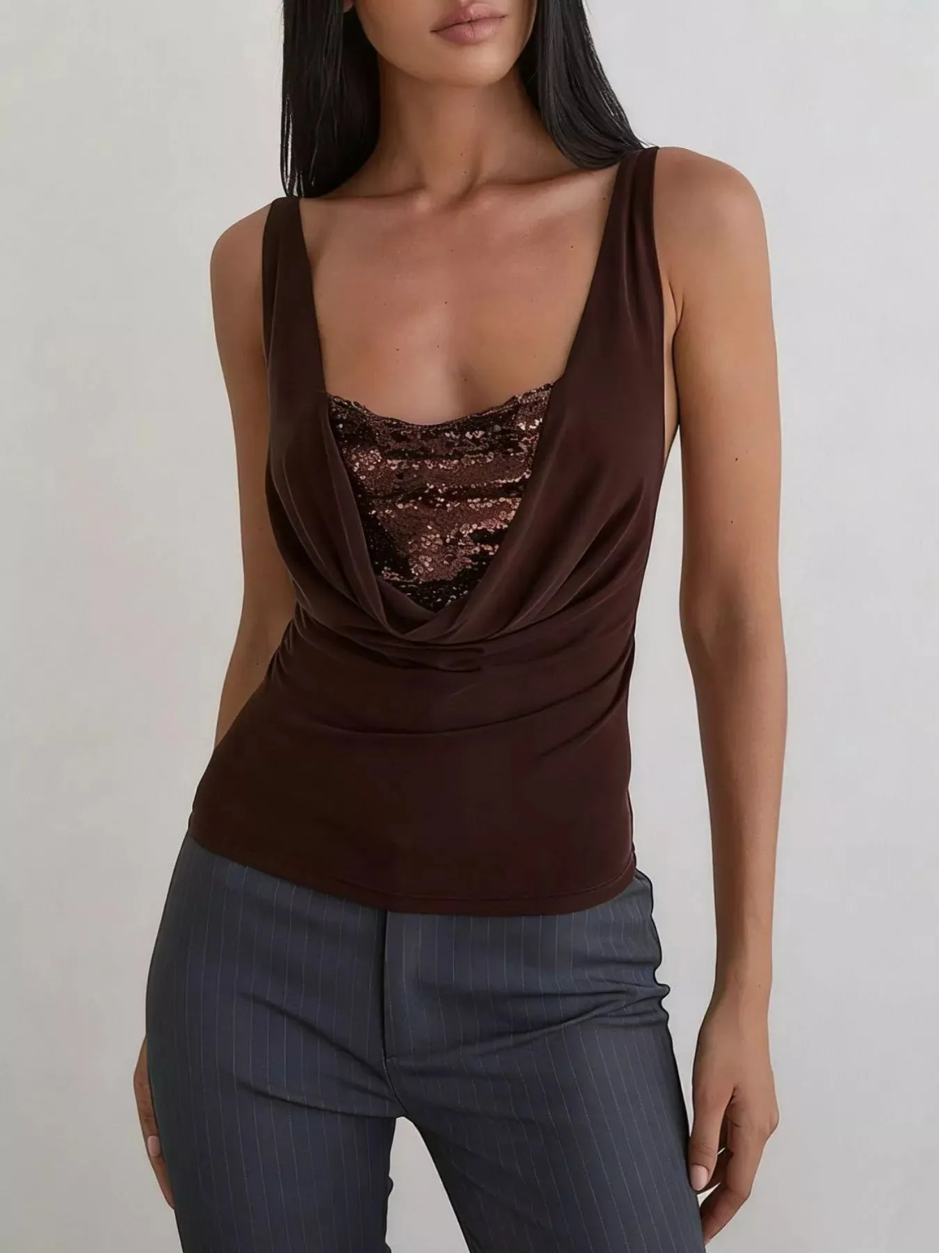 Sequin Detail Ruched Tank sold by Charming Charlie product image thumbnail 2