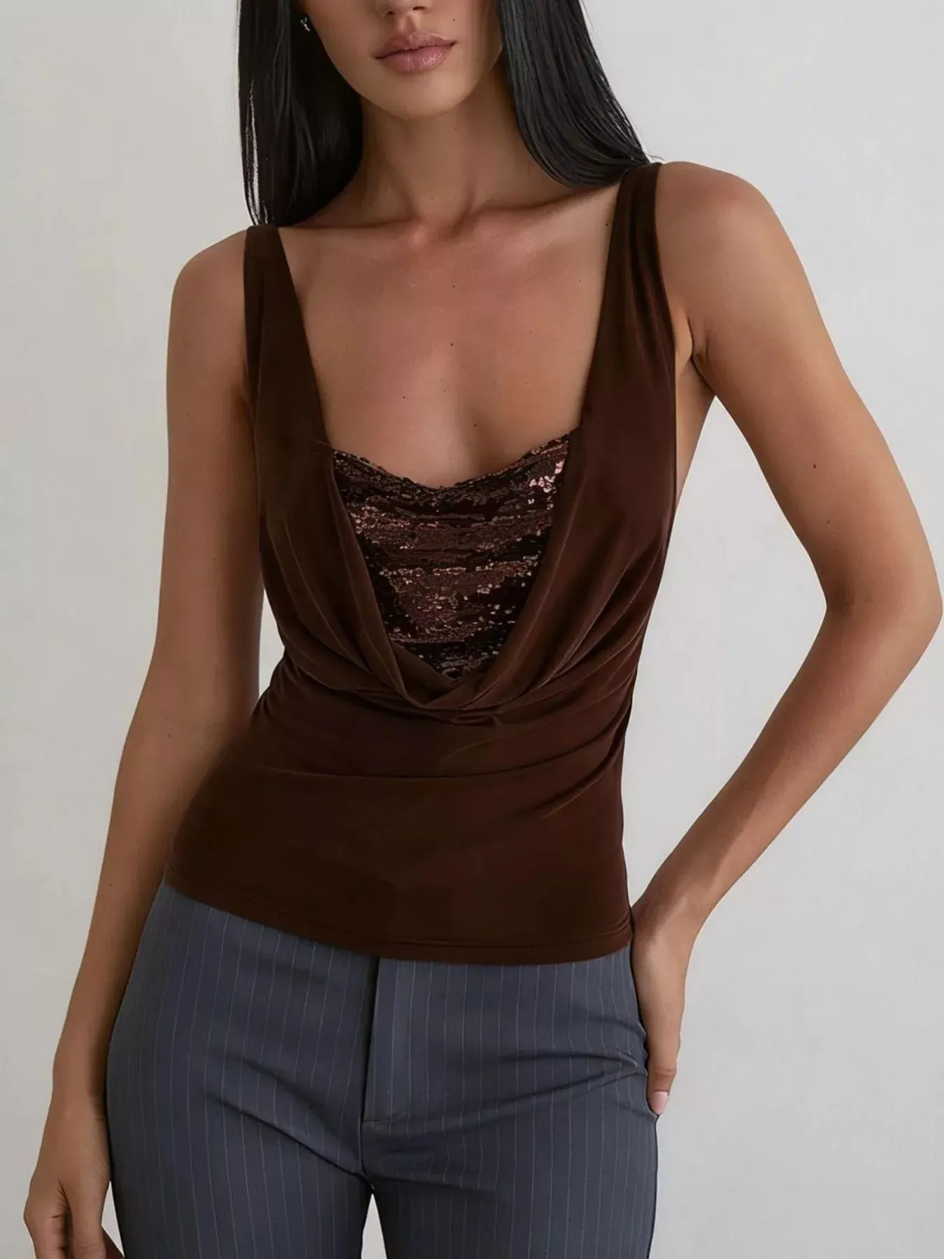 Sequin Detail Ruched Tank sold by Charming Charlie product image thumbnail 3