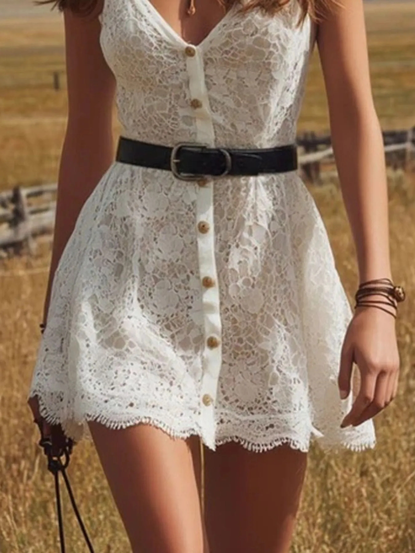 Lace Button Up Mini Dress sold by Charming Charlie product image thumbnail 2