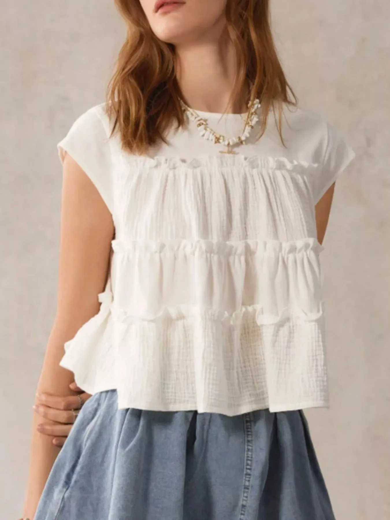 Tiered Cap Sleeve Blouse sold by Charming Charlie product image thumbnail 4