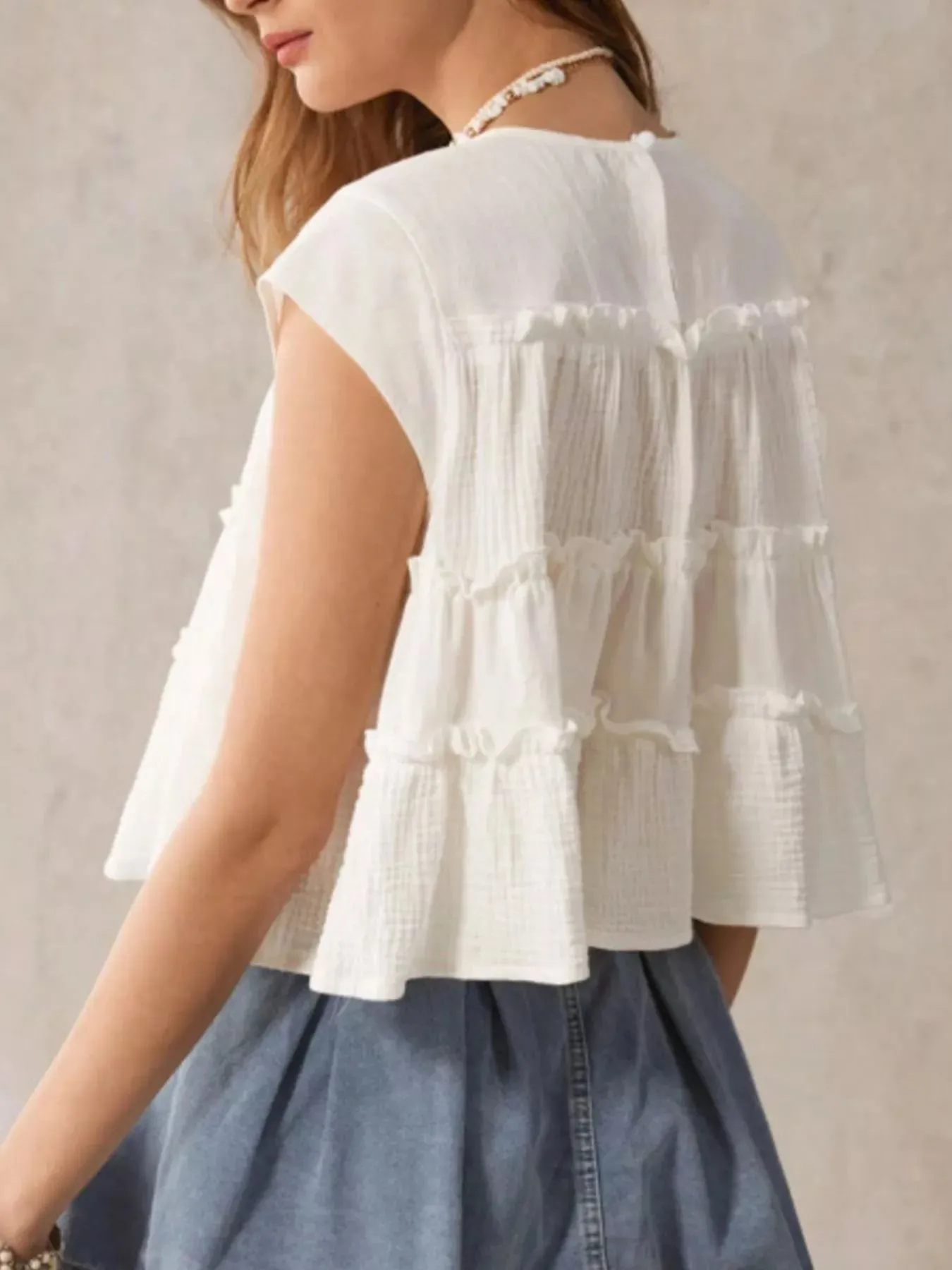 Tiered Cap Sleeve Blouse sold by Charming Charlie product image thumbnail 5