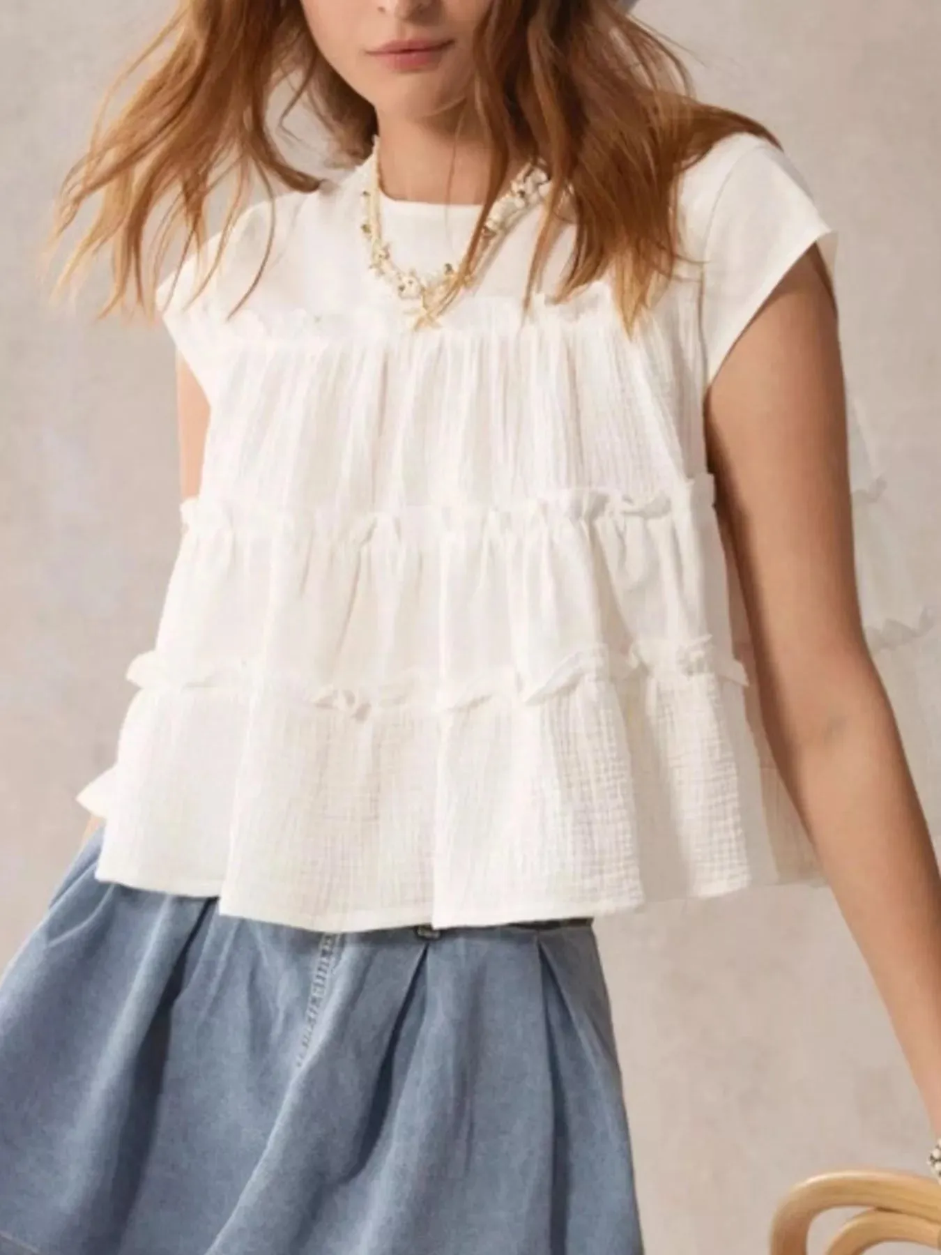 Tiered Cap Sleeve Blouse sold by Charming Charlie product image thumbnail 2