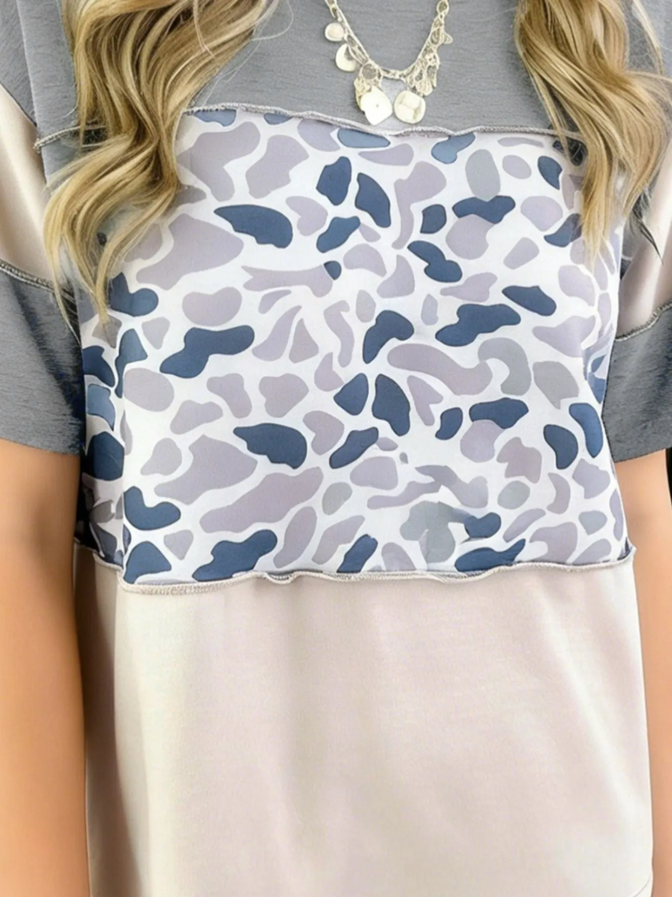 Color Block Camo Print Relaxed Fit T-Shirt sold by Charming Charlie product image thumbnail 2
