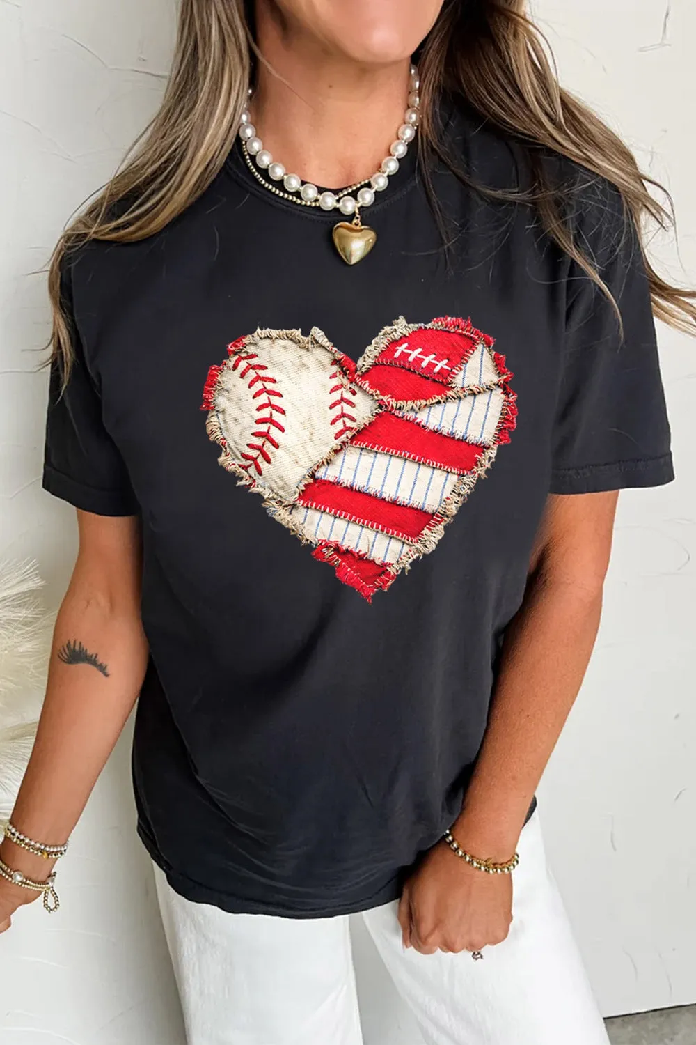 Baseball Distressed Heart Short Sleeve T Shirt sold by Charming Charlie product image thumbnail 3