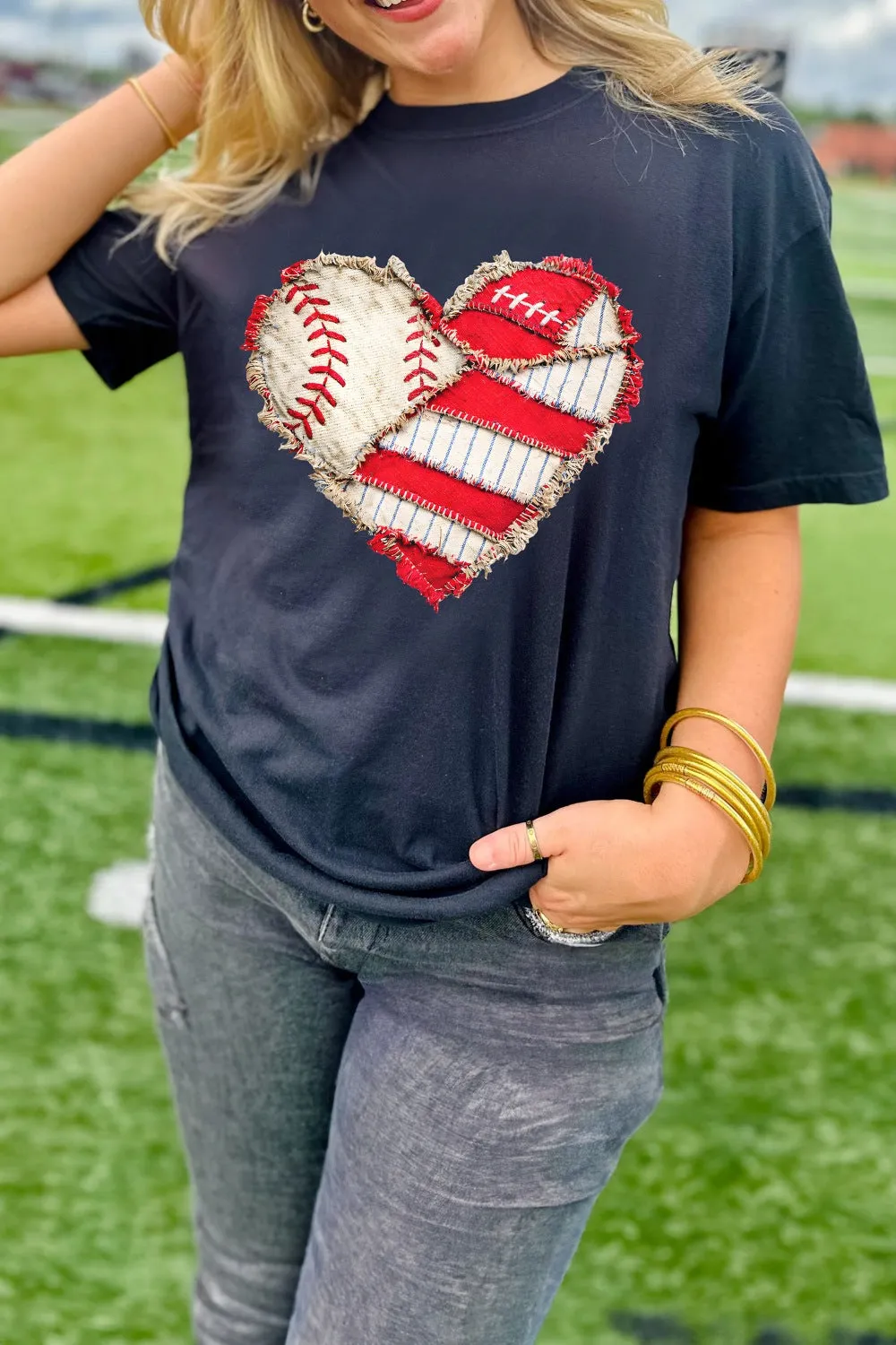 Baseball Distressed Heart Short Sleeve T Shirt sold by Charming Charlie product image thumbnail 5