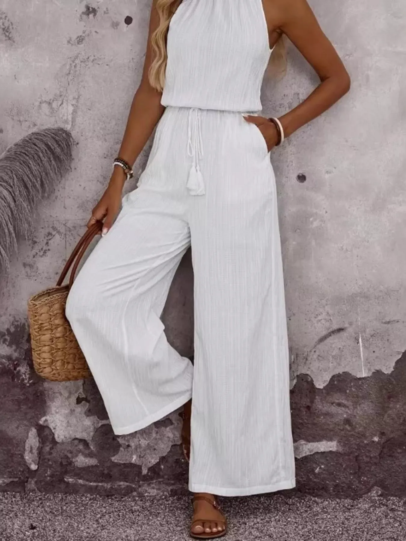 Full Size Tassel Sleeveless Wide Leg Jumpsuit Plus Size sold by Charming Charlie product image thumbnail 2