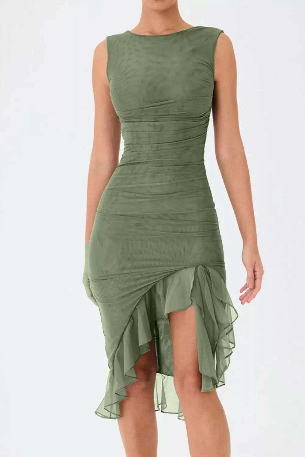 Ruffled Hem Round Neck Sleeveless Dress sold by Charming Charlie