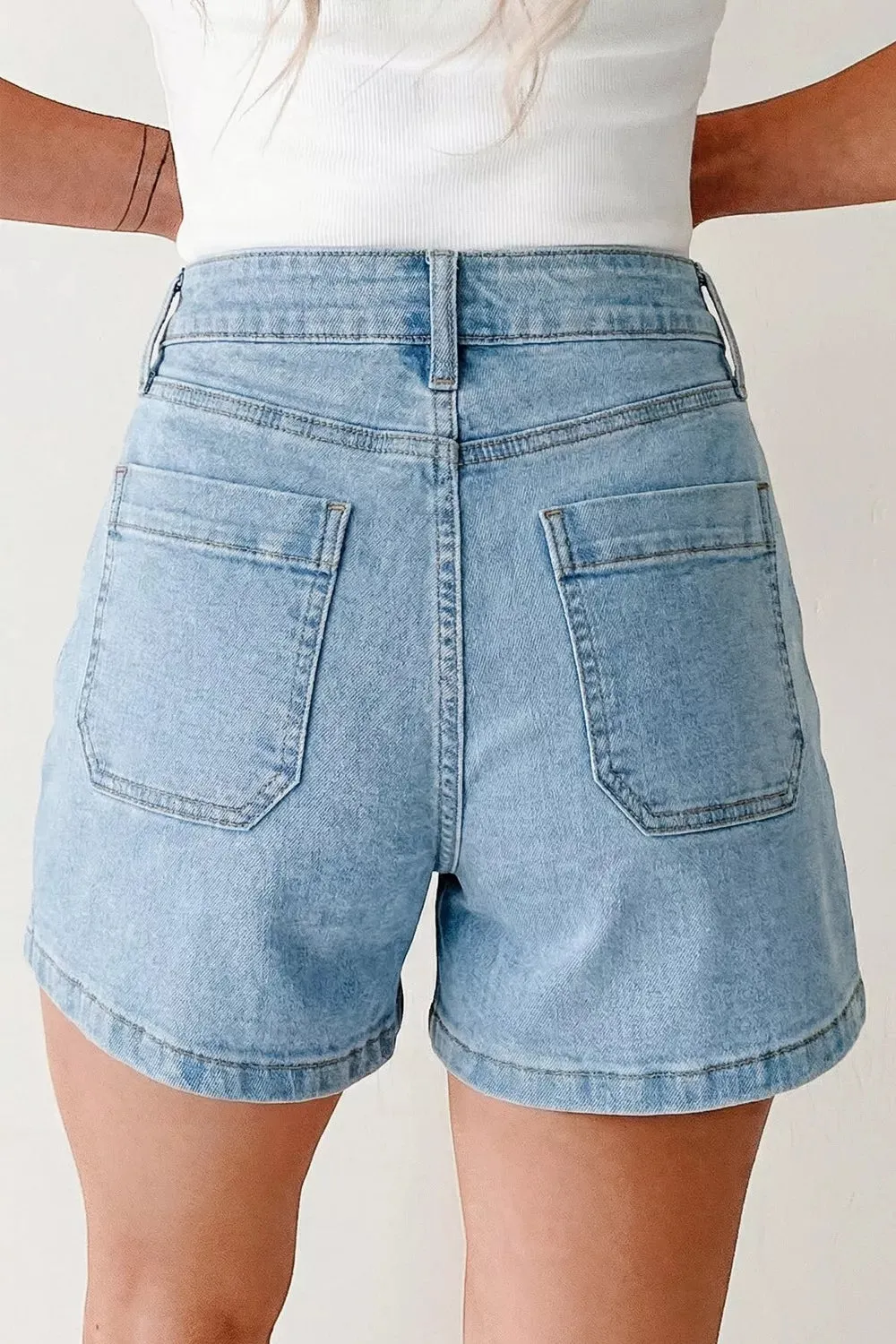 High Rise Patch Pocket Denim Shorts sold by Charming Charlie product image thumbnail 2
