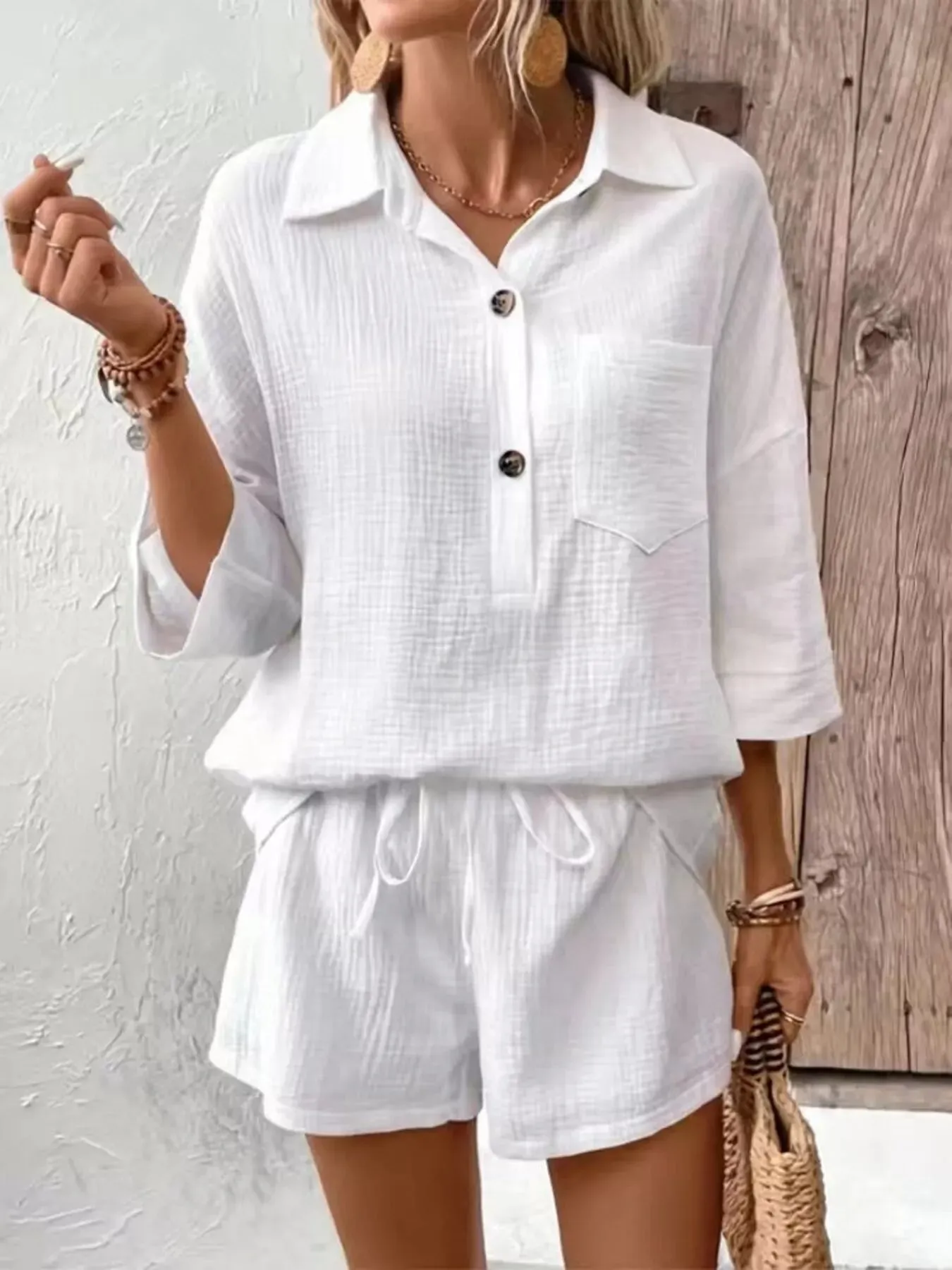 Button Detail Top and Shorts Set sold by Charming Charlie product image thumbnail 4