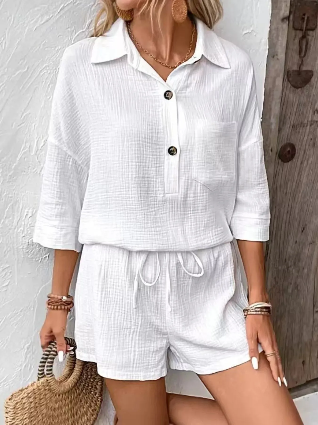 Button Detail Top and Shorts Set sold by Charming Charlie product image thumbnail 2
