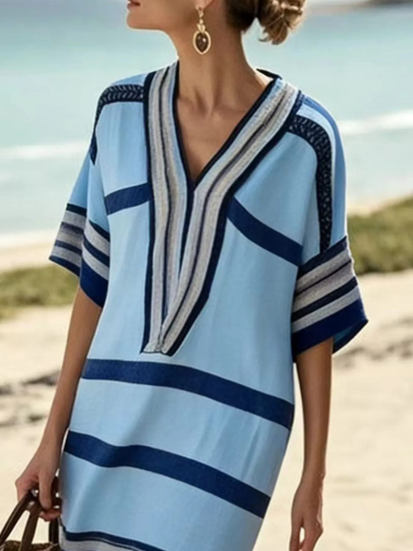 Full Size Striped Half Sleeve Midi Dress Plus Size sold by Charming Charlie product image thumbnail 2