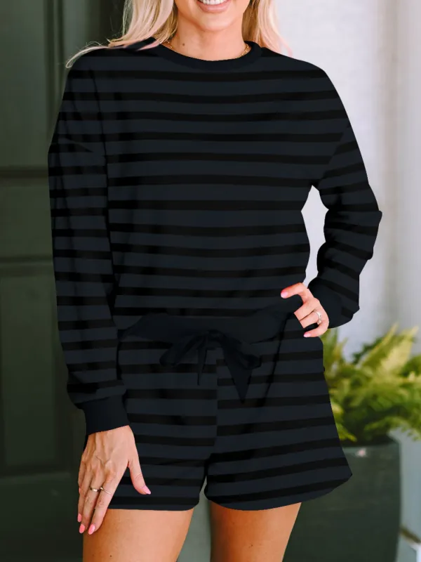 Long Sleeve Top and Shorts Two Piece Set made by Trendsi