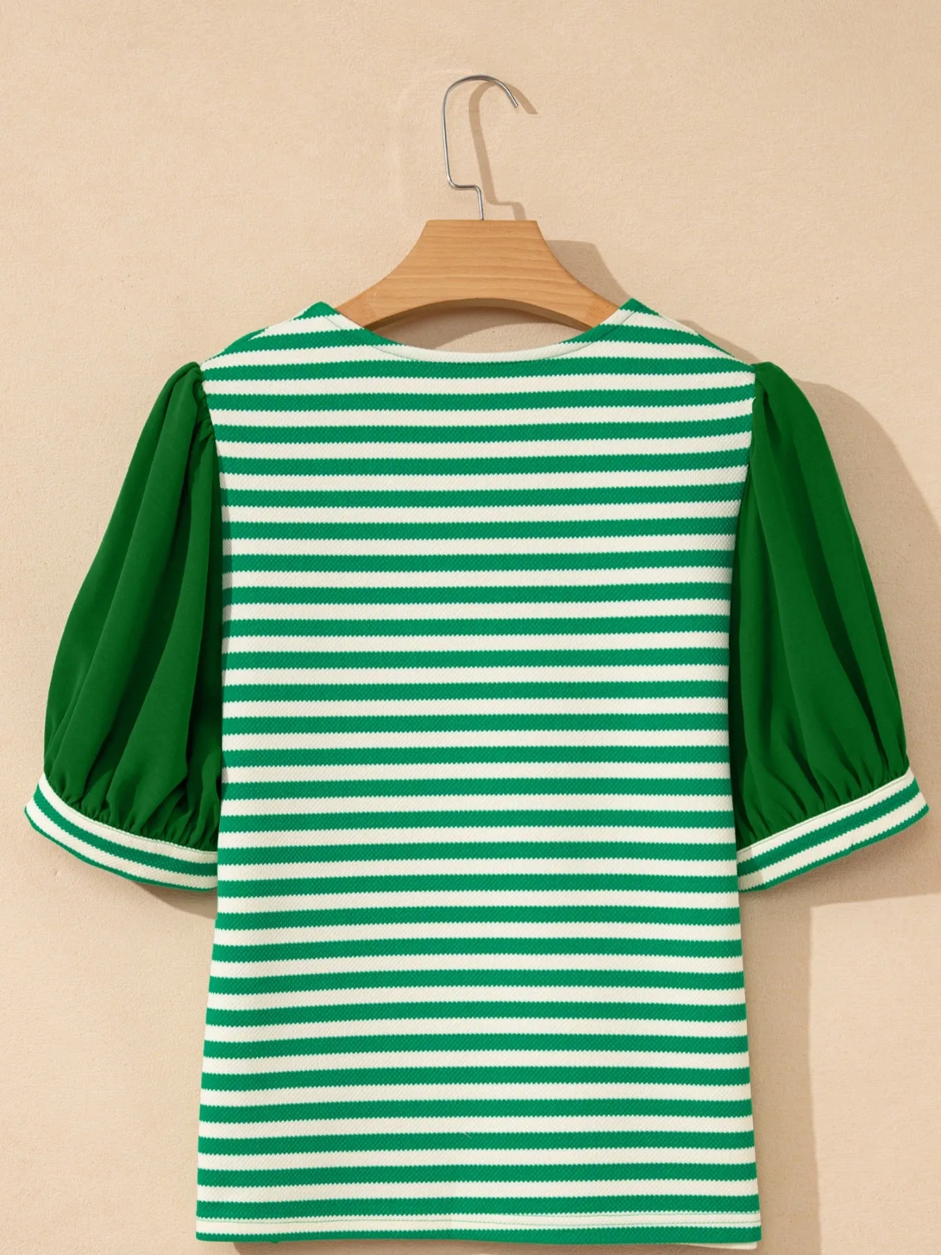 Striped Puff Sleeve V-Neck Blouse sold by Charming Charlie product image thumbnail 5