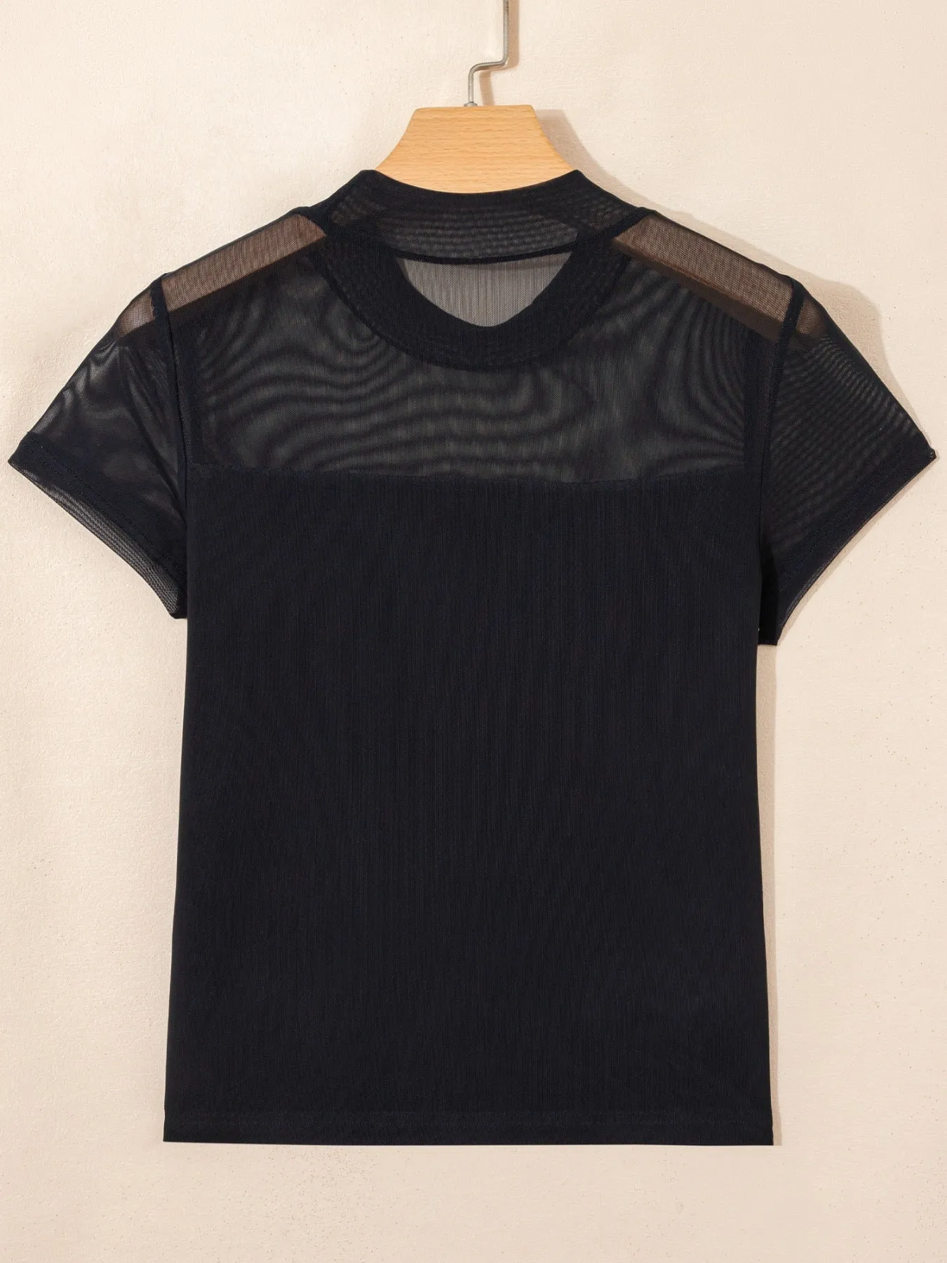 Sheer Mesh Patchwork Cap Sleeve T Shirt sold by Charming Charlie product image thumbnail 5