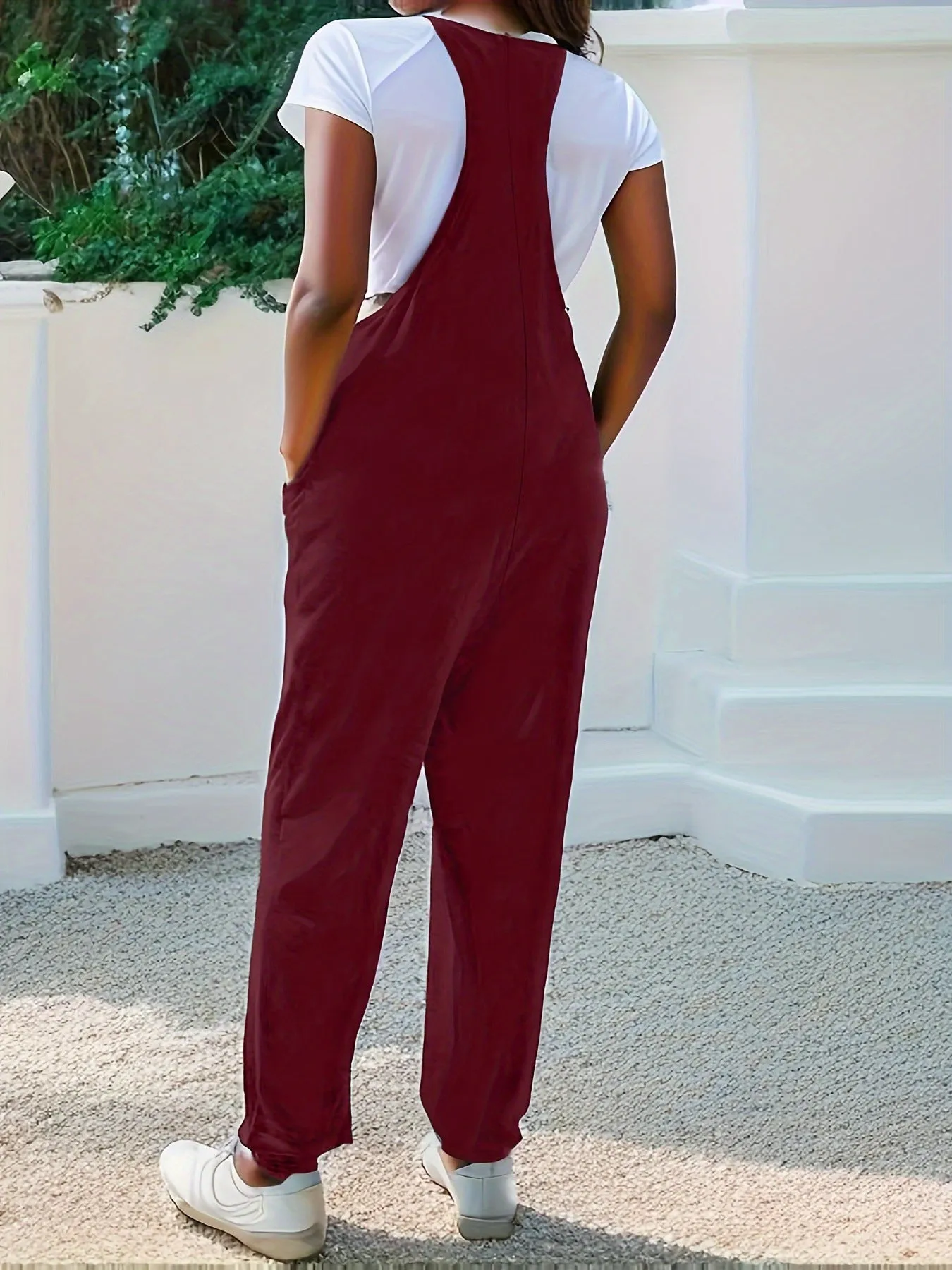 Casual Loose Fit Spaghetti Strap Jumpsuit sold by Charming Charlie product image thumbnail 5