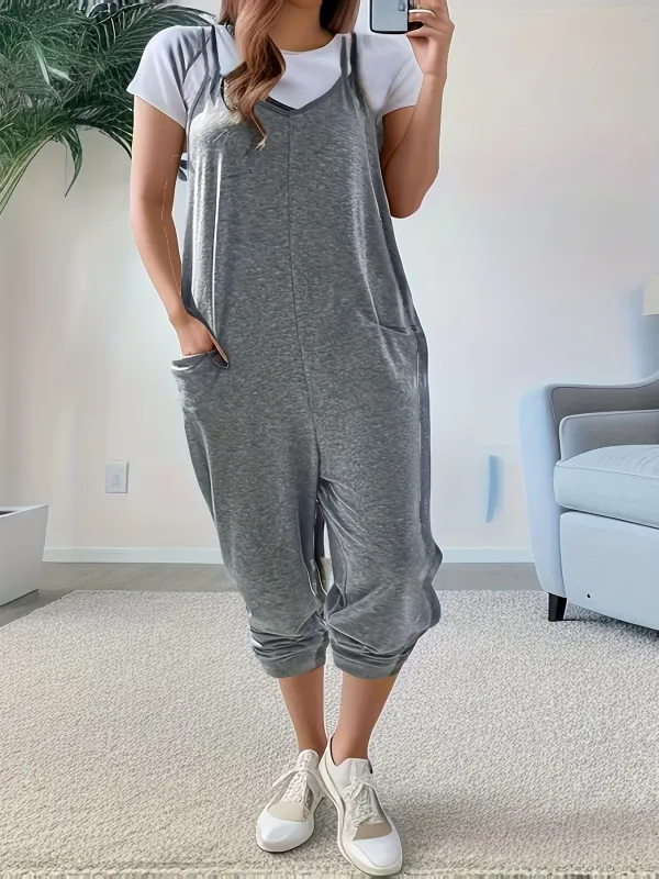 Casual Loose Fit Spaghetti Strap Jumpsuit made by Trendsi