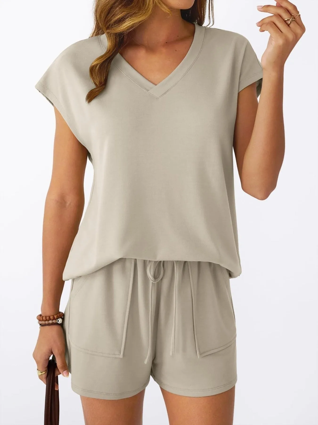 Casual V-Neck T-Shirt and Shorts Set sold by Charming Charlie product image thumbnail 4