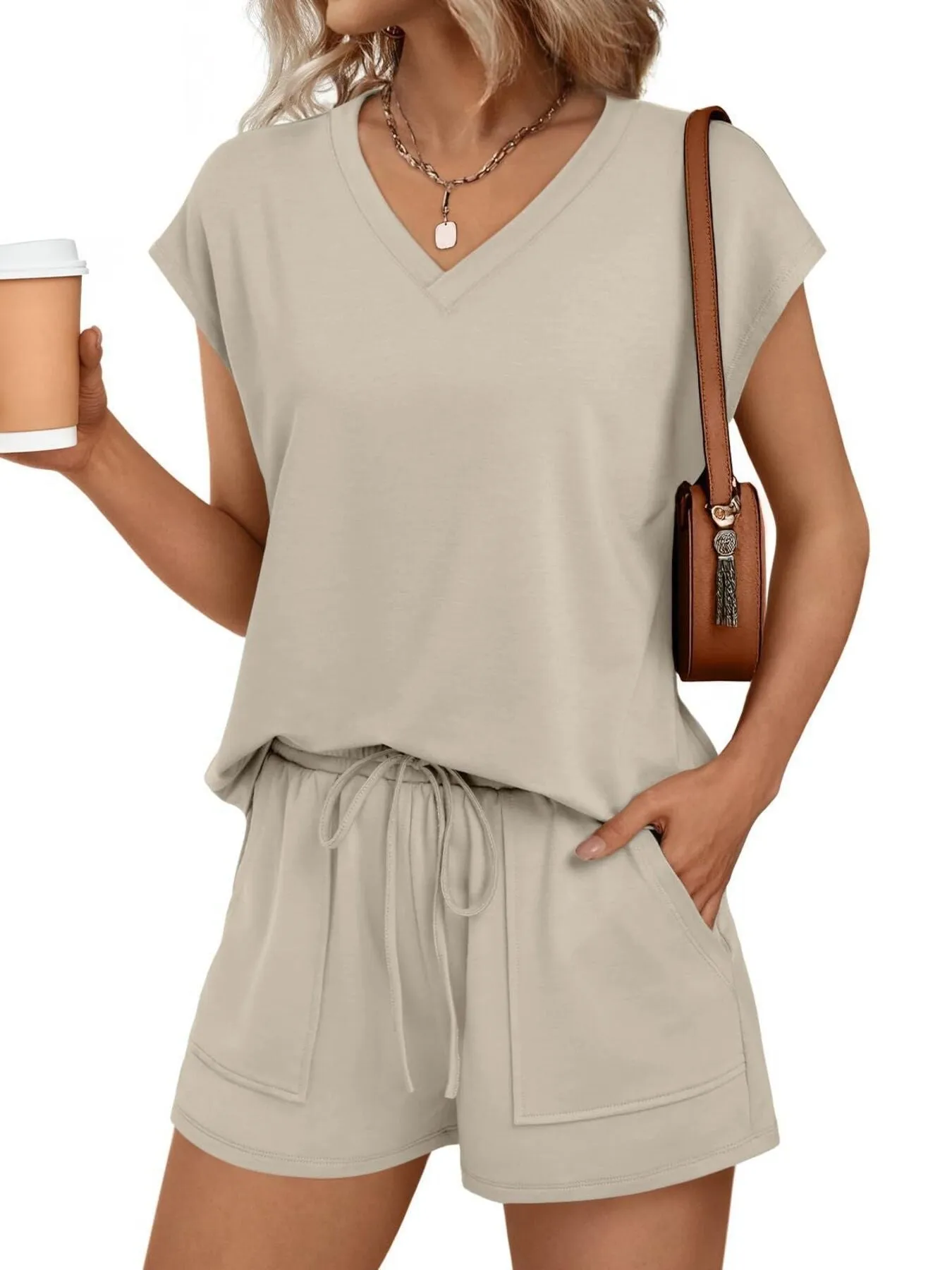 Casual V-Neck T-Shirt and Shorts Set sold by Charming Charlie