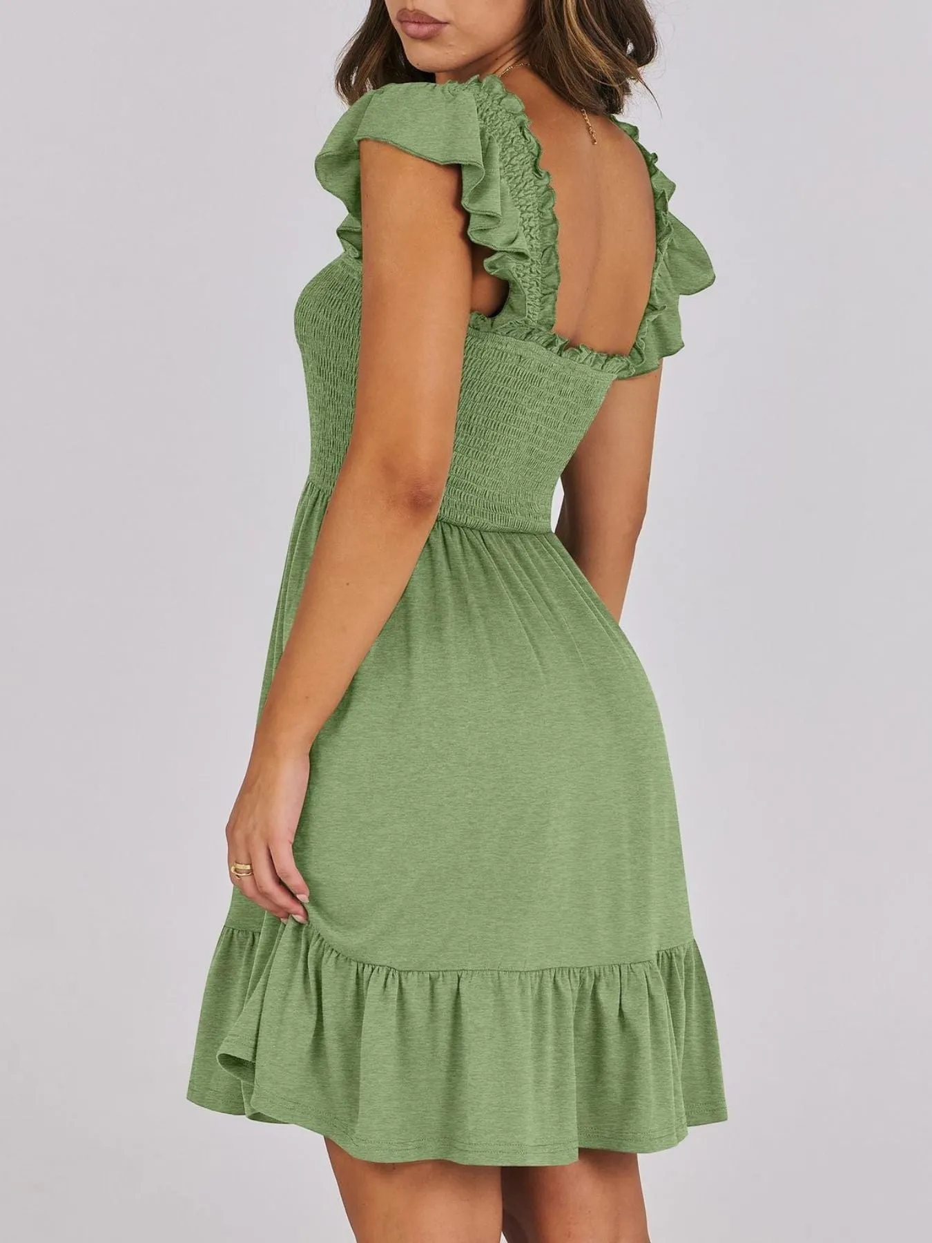 Smocked Ruffle Hem Mini Dress sold by Charming Charlie product image thumbnail 5