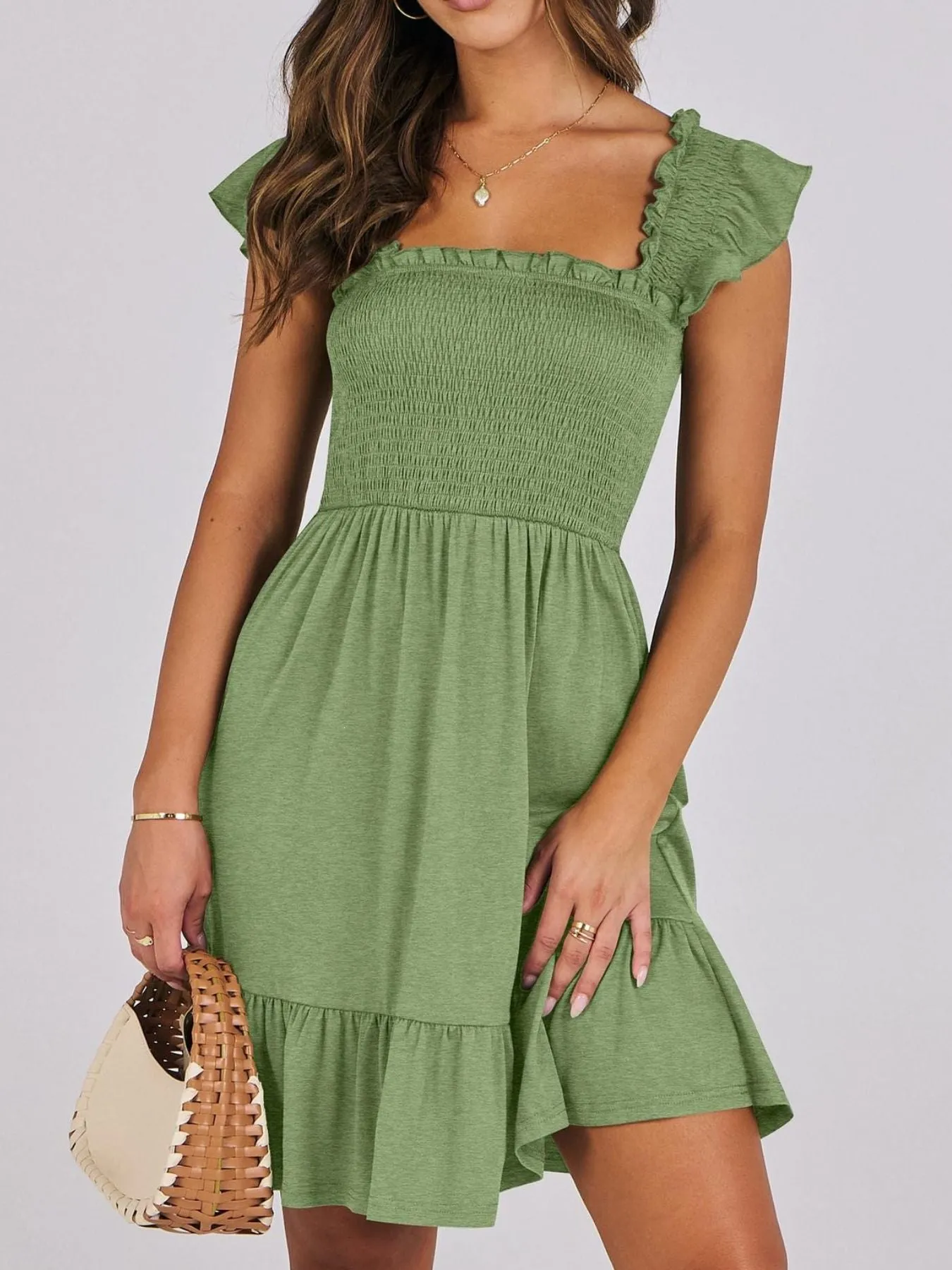 Smocked Ruffle Hem Mini Dress sold by Charming Charlie product image thumbnail 3