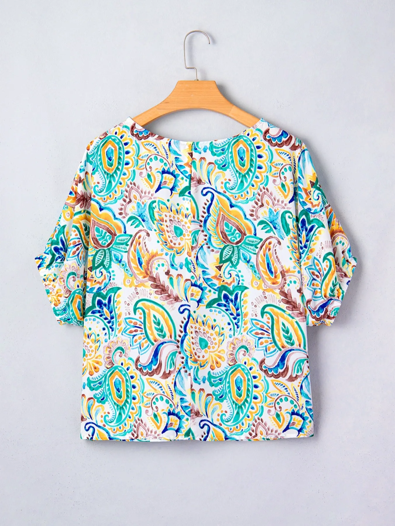 Paisley Floral Printed Puff Sleeve Blouse sold by Charming Charlie product image thumbnail 4