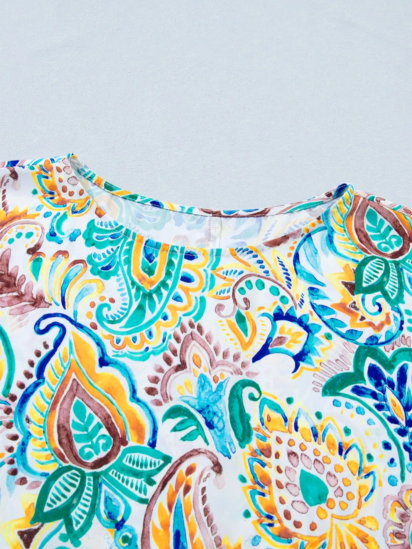 Paisley Floral Printed Puff Sleeve Blouse sold by Charming Charlie product image thumbnail 5