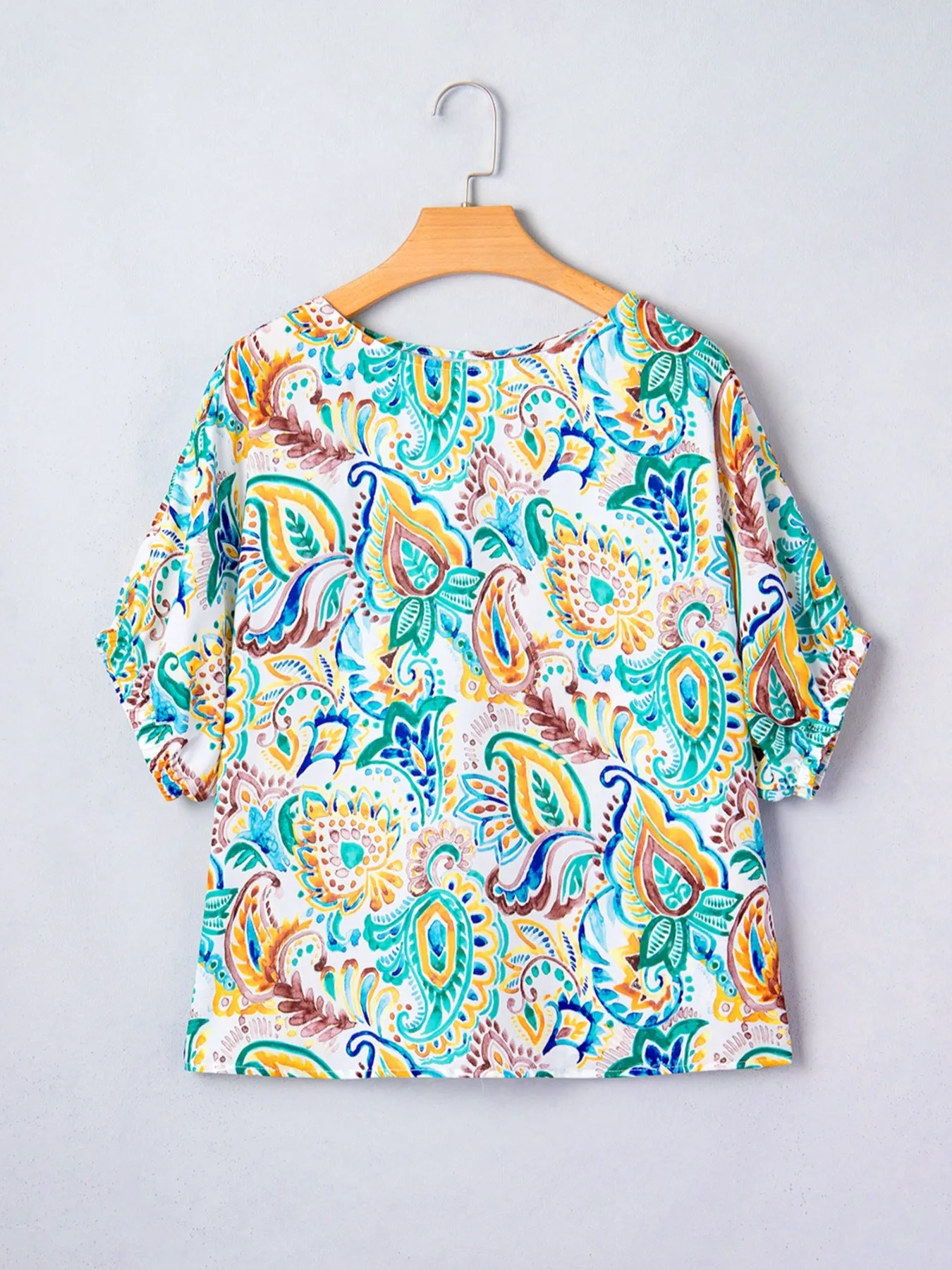 Paisley Floral Printed Puff Sleeve Blouse sold by Charming Charlie product image thumbnail 3