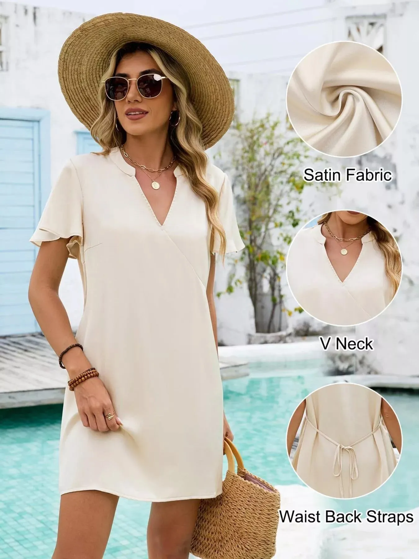 Notched Flutter Sleeve Mini Dress sold by Charming Charlie product image thumbnail 4