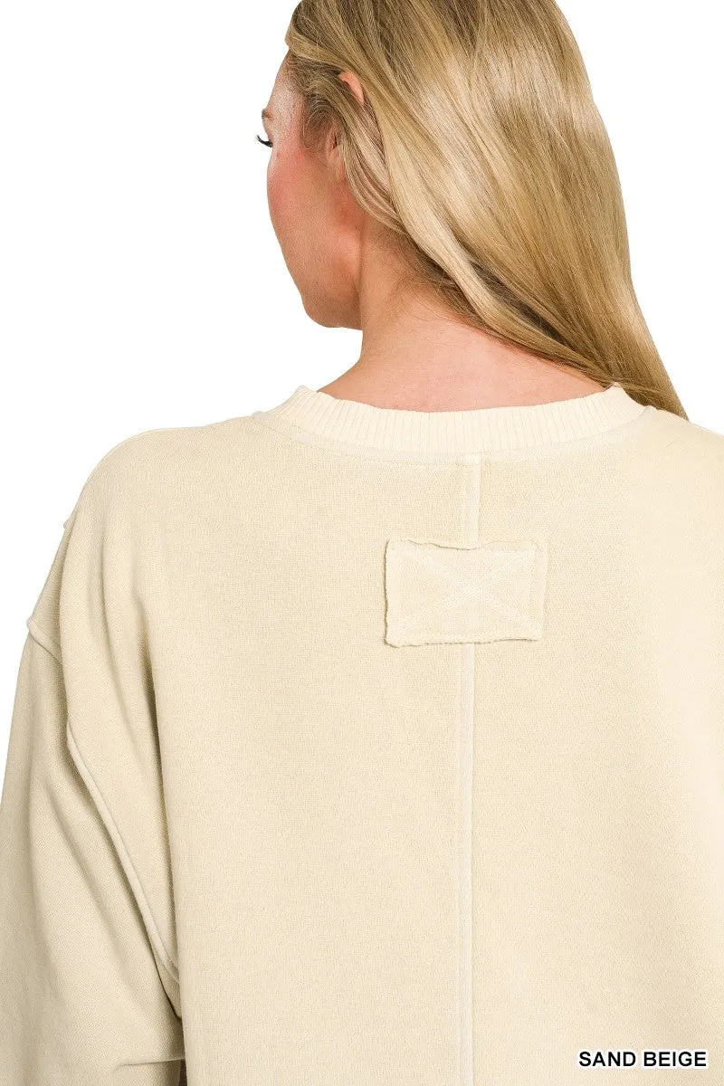 Zenana Pigment Dye Exposed-seam Fleece Sweatshirt sold by Charming Charlie product image thumbnail 3