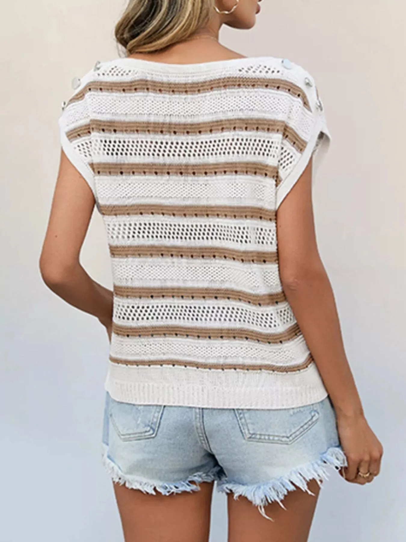 Openwork Round Neck Cap Sleeve Knit Top sold by Charming Charlie product image thumbnail 3