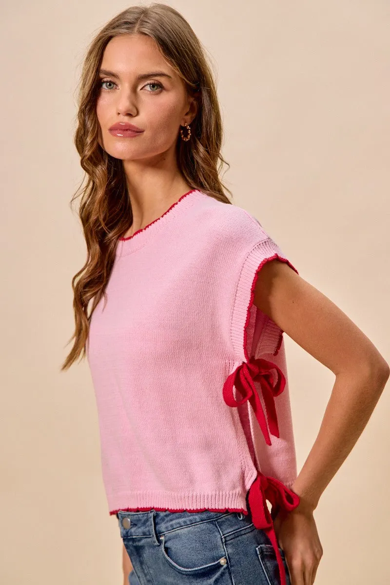 SO ME Lightweight Sweater Dolman Side Ribbon Tie Top sold by Charming Charlie product image thumbnail 5