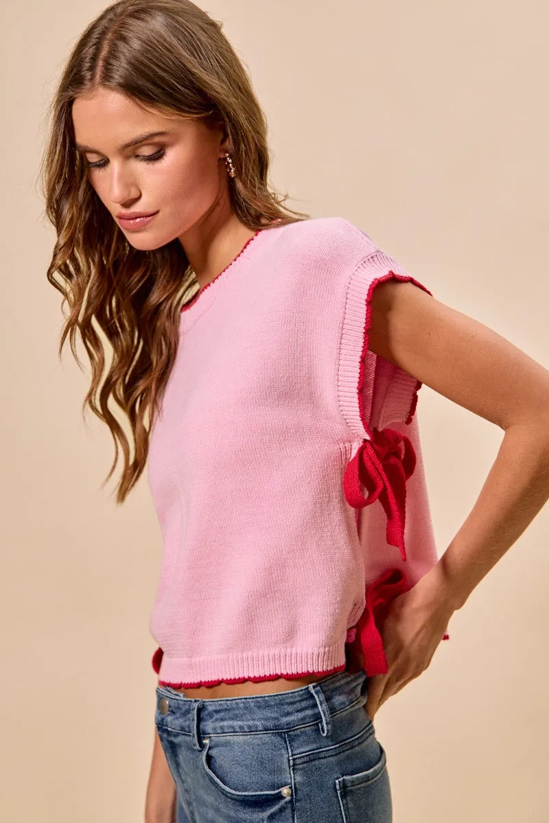 SO ME Lightweight Sweater Dolman Side Ribbon Tie Top sold by Charming Charlie product image thumbnail 2