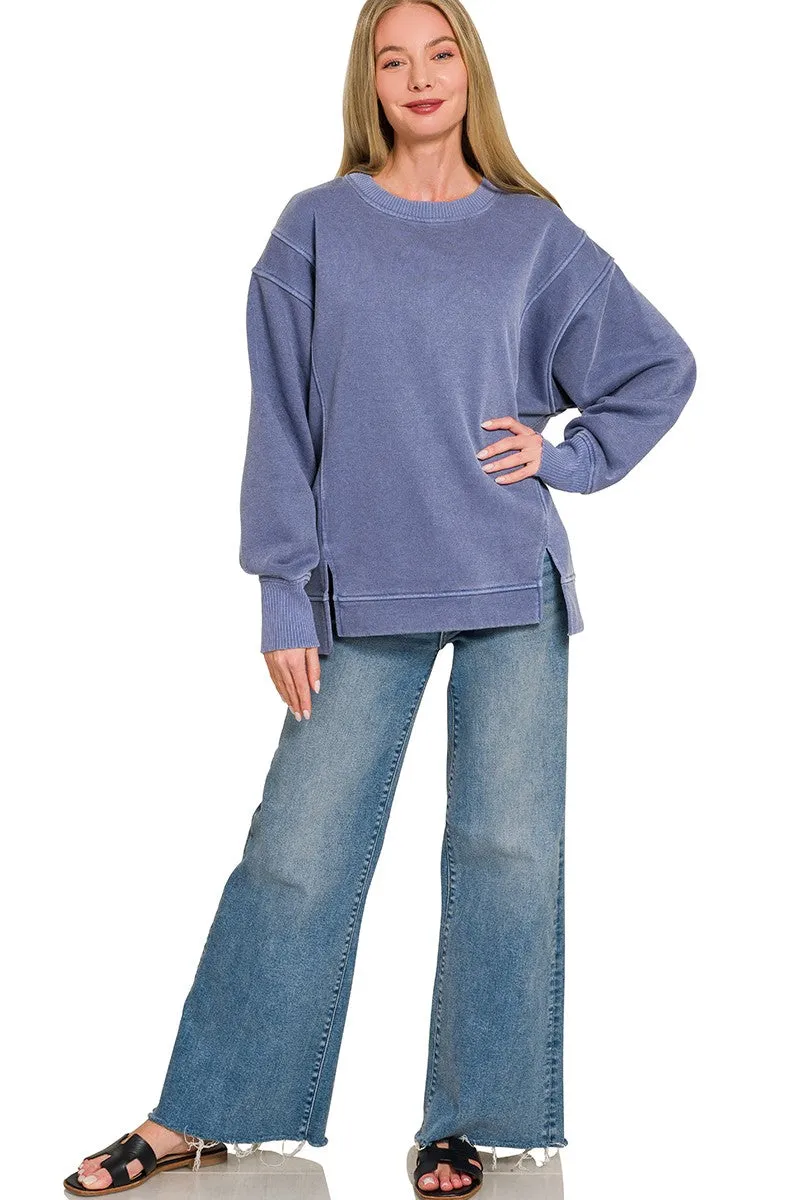 Zenana Pigment Dye Exposed-seam Fleece Sweatshirt sold by Charming Charlie product image thumbnail 3