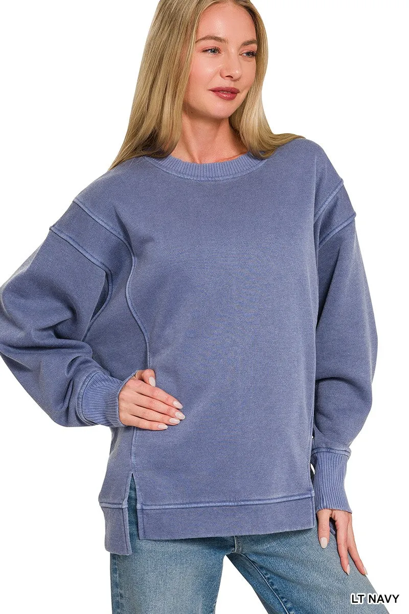 Zenana Pigment Dye Exposed-seam Fleece Sweatshirt sold by Charming Charlie
