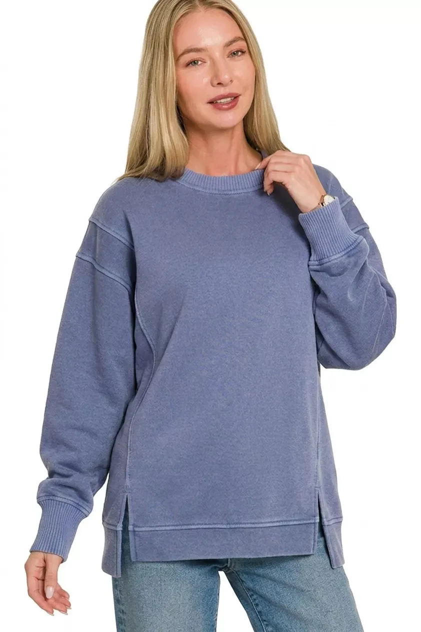Zenana Pigment Dye Exposed-seam Fleece Sweatshirt sold by Charming Charlie product image thumbnail 2