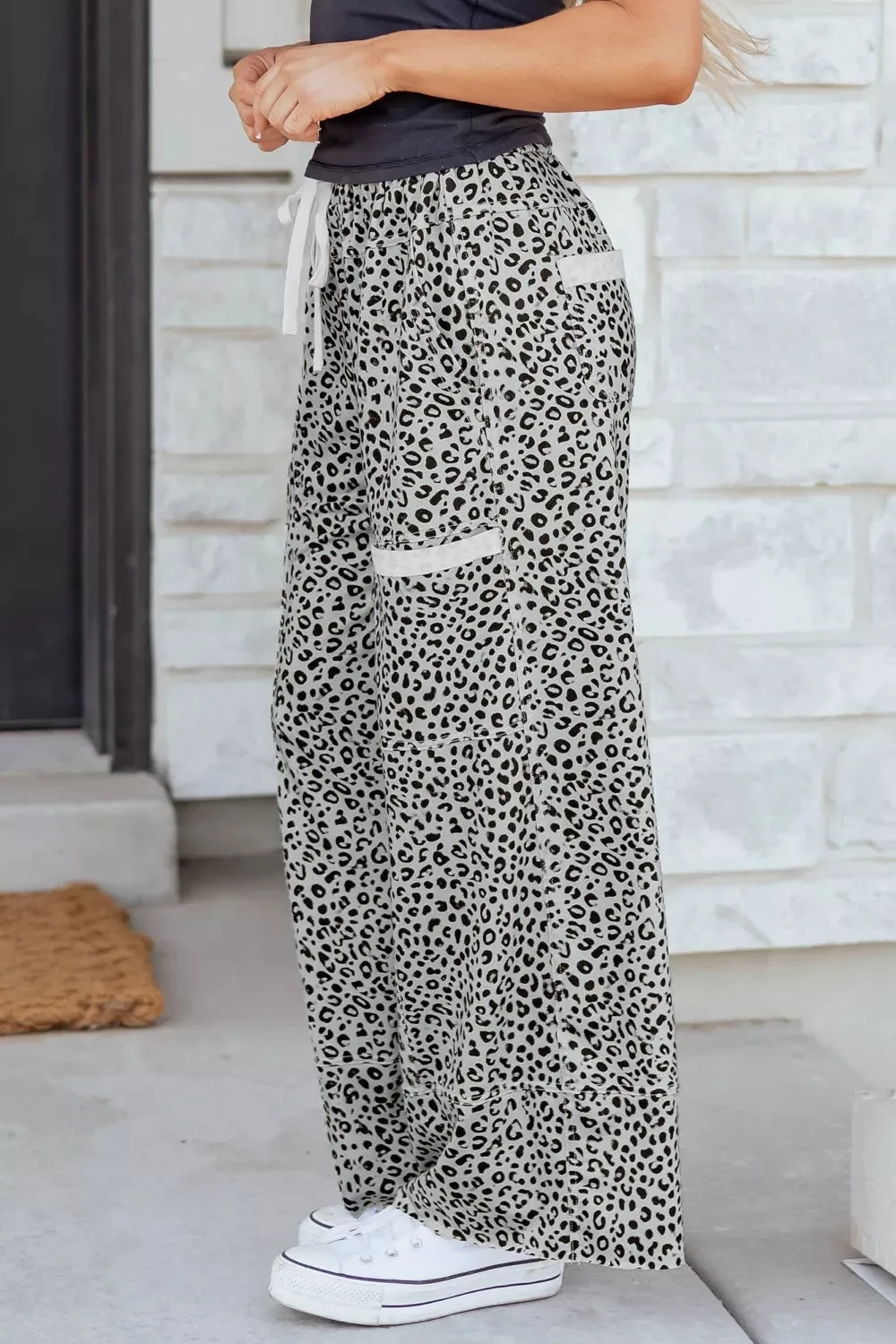 Animal Print Wide Leg Terry Knit Pants sold by Charming Charlie product image thumbnail 5