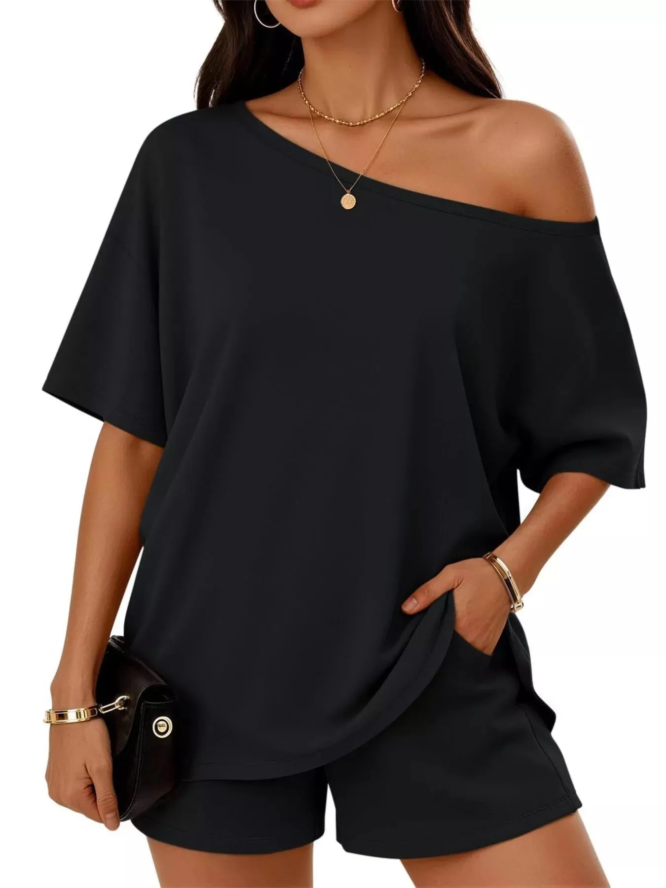 Full Size Boat Neck Tee and Shorts Set Plus Size sold by Charming Charlie product image thumbnail 5
