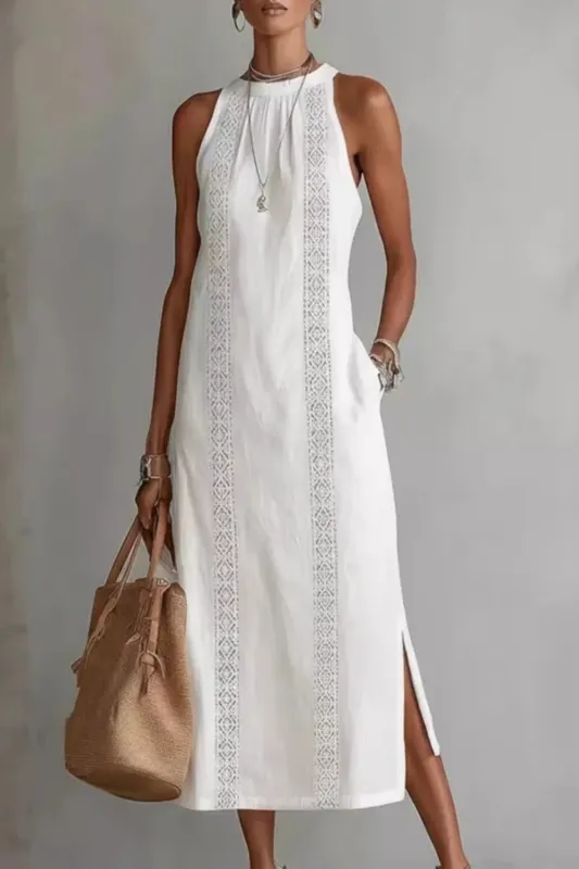 Sleeveless Side Slit Dress with Pockets made by Trendsi