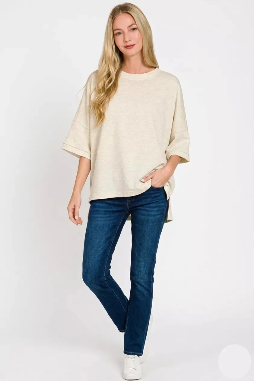 Zenana Scuba Round Neck Top With Side Slits sold by Charming Charlie product image thumbnail 3