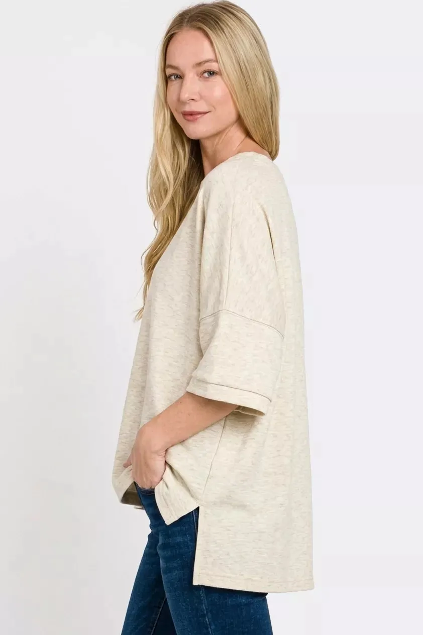 Zenana Scuba Round Neck Top With Side Slits sold by Charming Charlie product image thumbnail 2