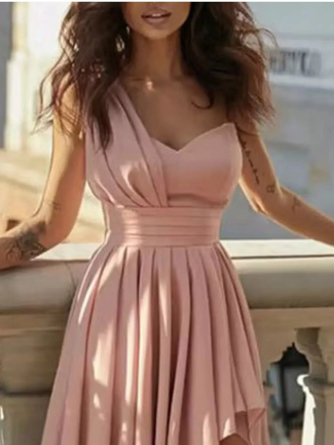 One-Shoulder Asymmetrical Hem Maxi Dress sold by Charming Charlie product image thumbnail 5