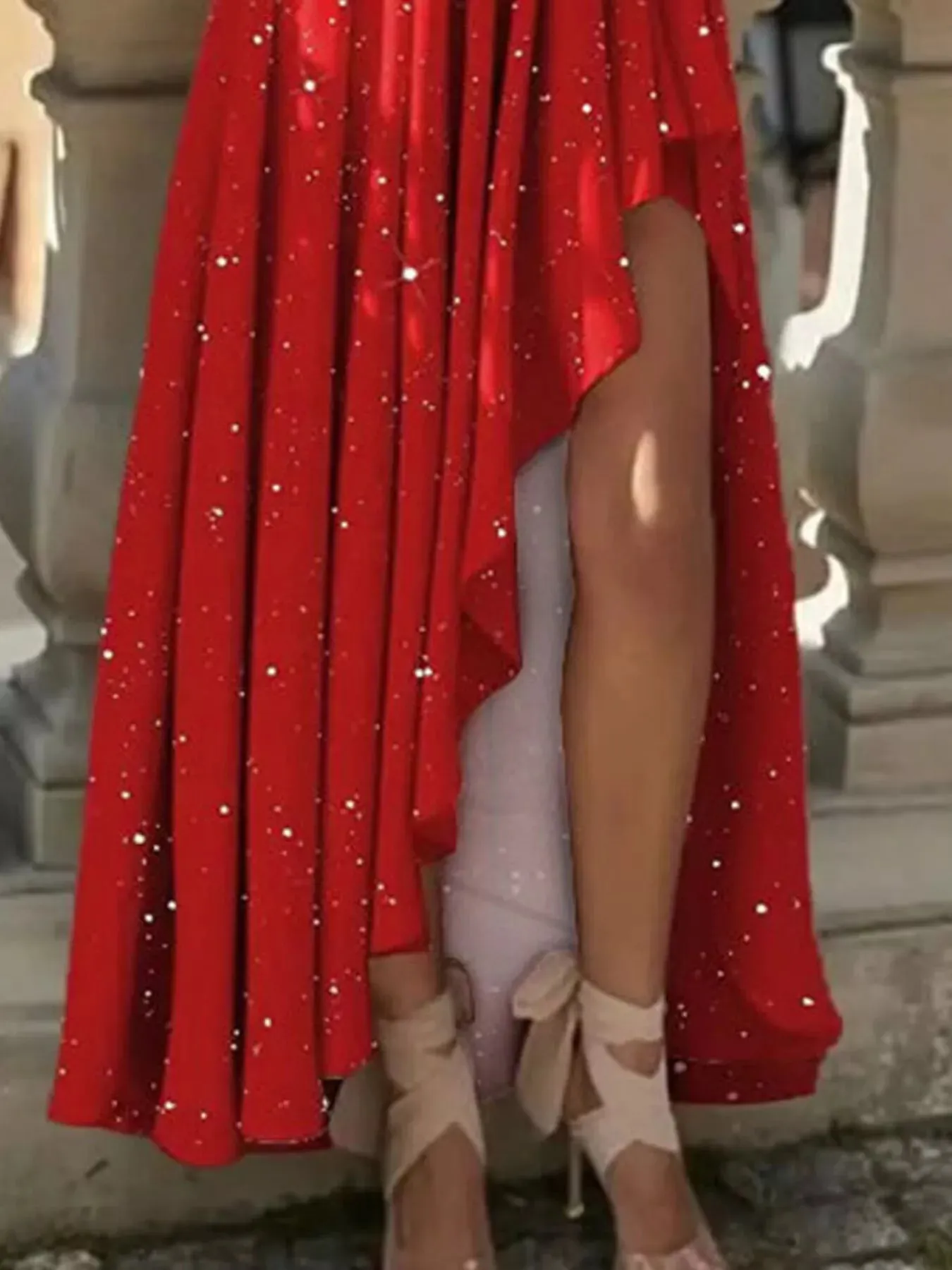 One-Shoulder Asymmetrical Hem Maxi Dress sold by Charming Charlie product image thumbnail 3