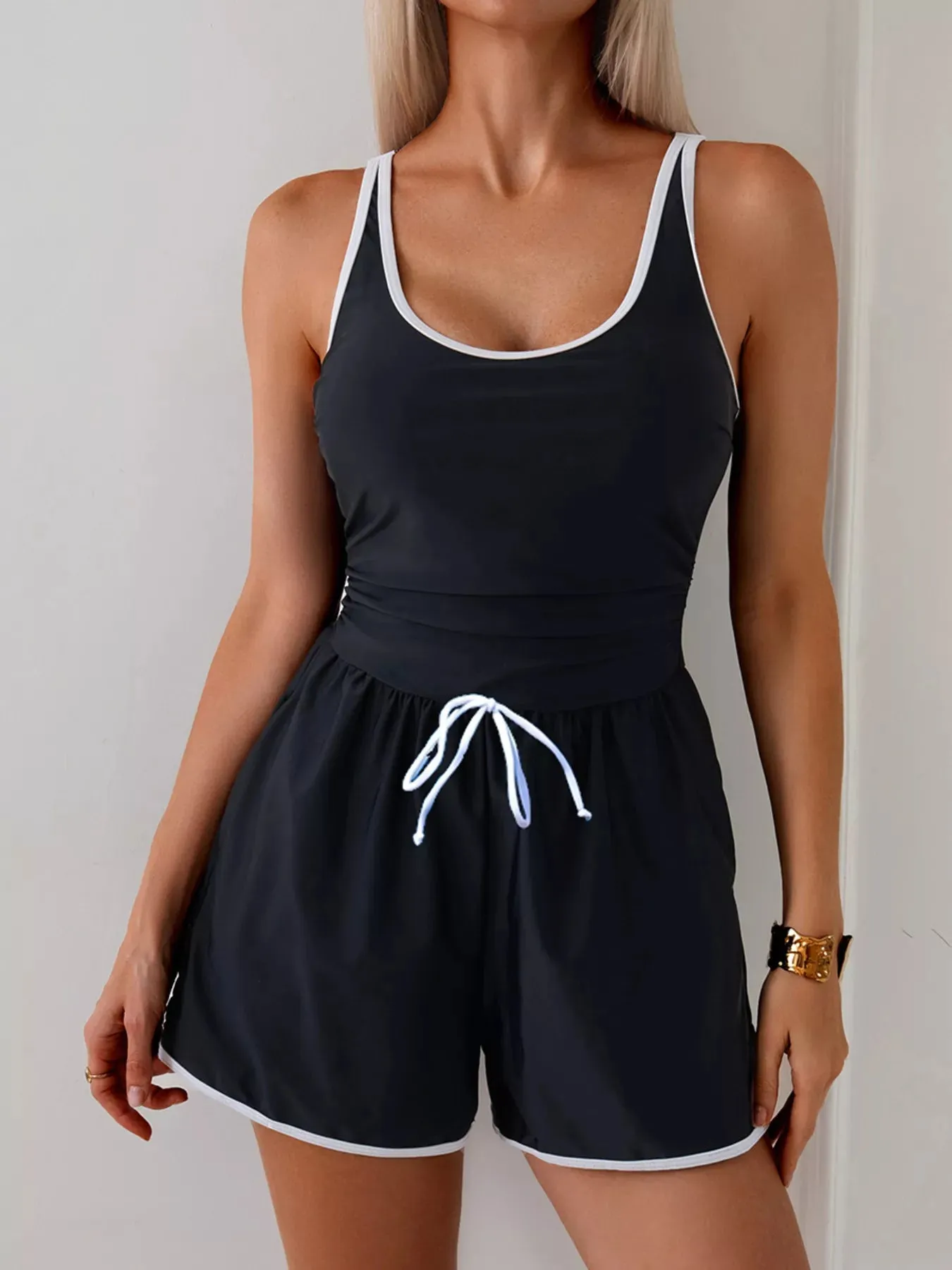 Contrast Trim Scoop Neck One-Piece Swimsuit sold by Charming Charlie product image thumbnail 2
