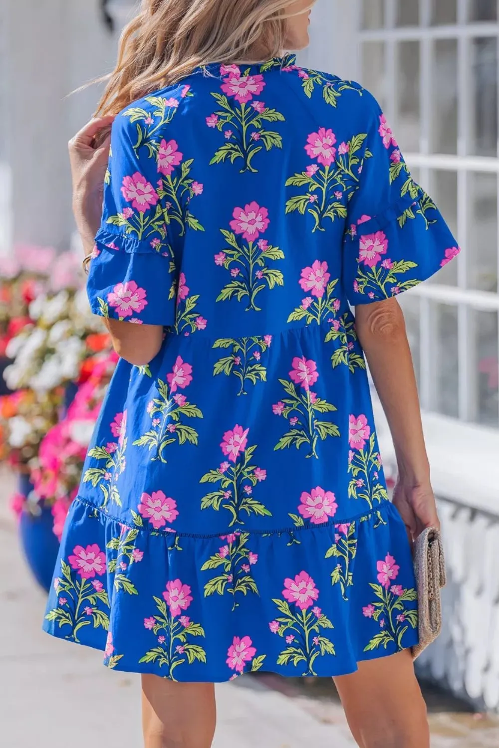 V Neck Short Sleeve Loose Flower Dress sold by Charming Charlie product image thumbnail 2