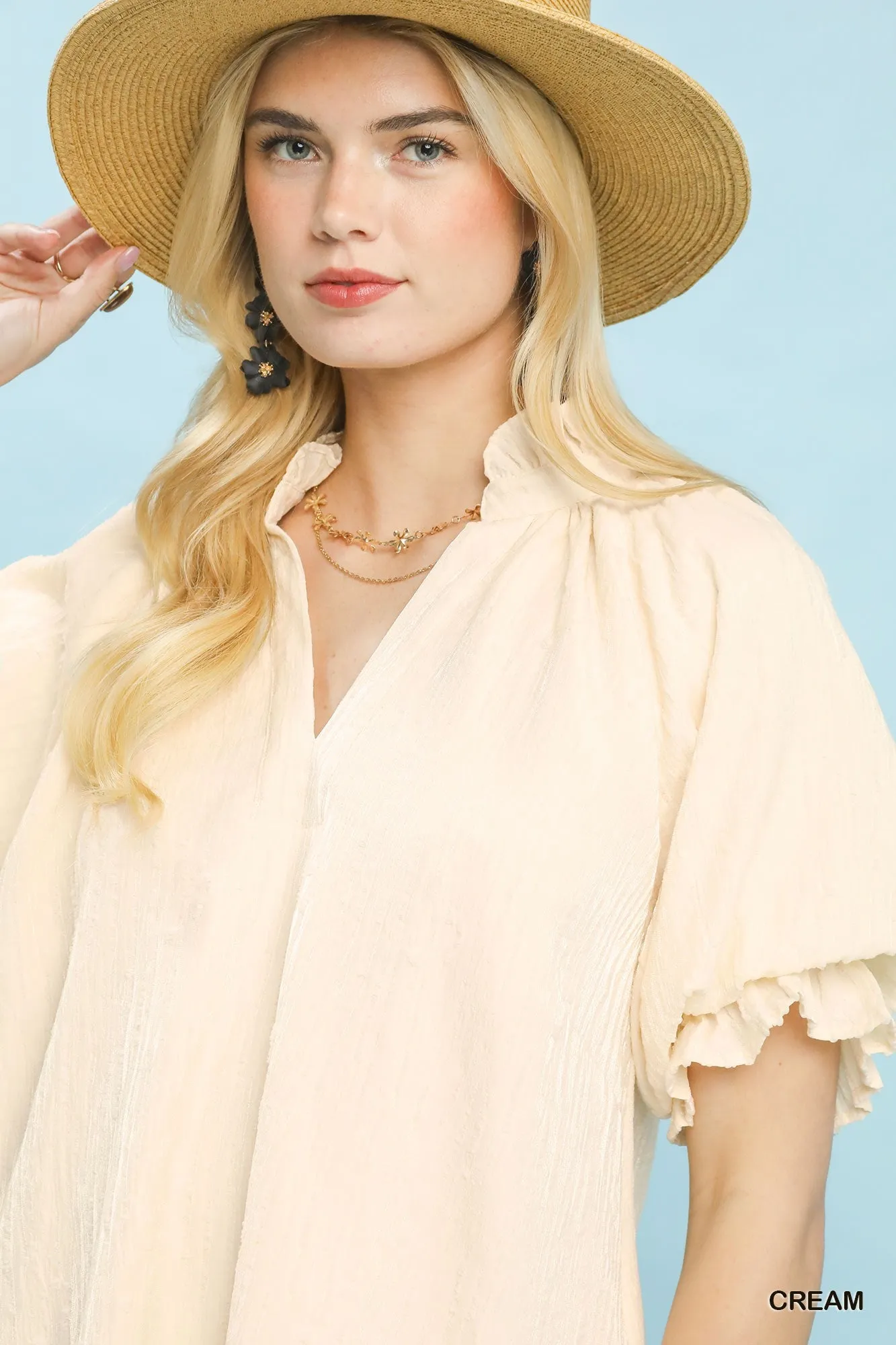 Umgee Linen Blend Ruffle Dress sold by Charming Charlie product image thumbnail 4