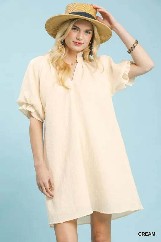 Umgee Linen Blend Ruffle Dress made by Trendsi