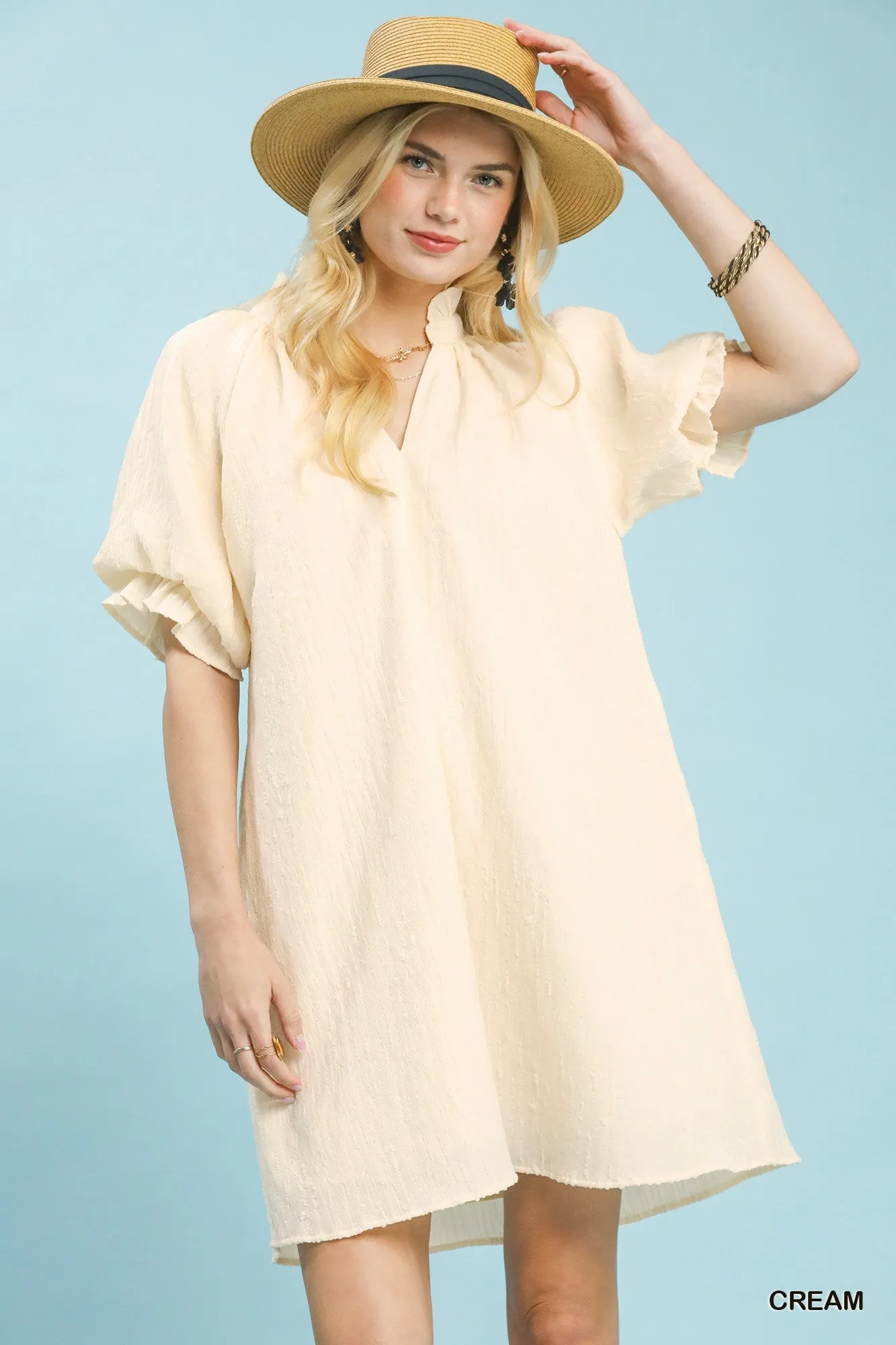 Umgee Linen Blend Ruffle Dress sold by Charming Charlie