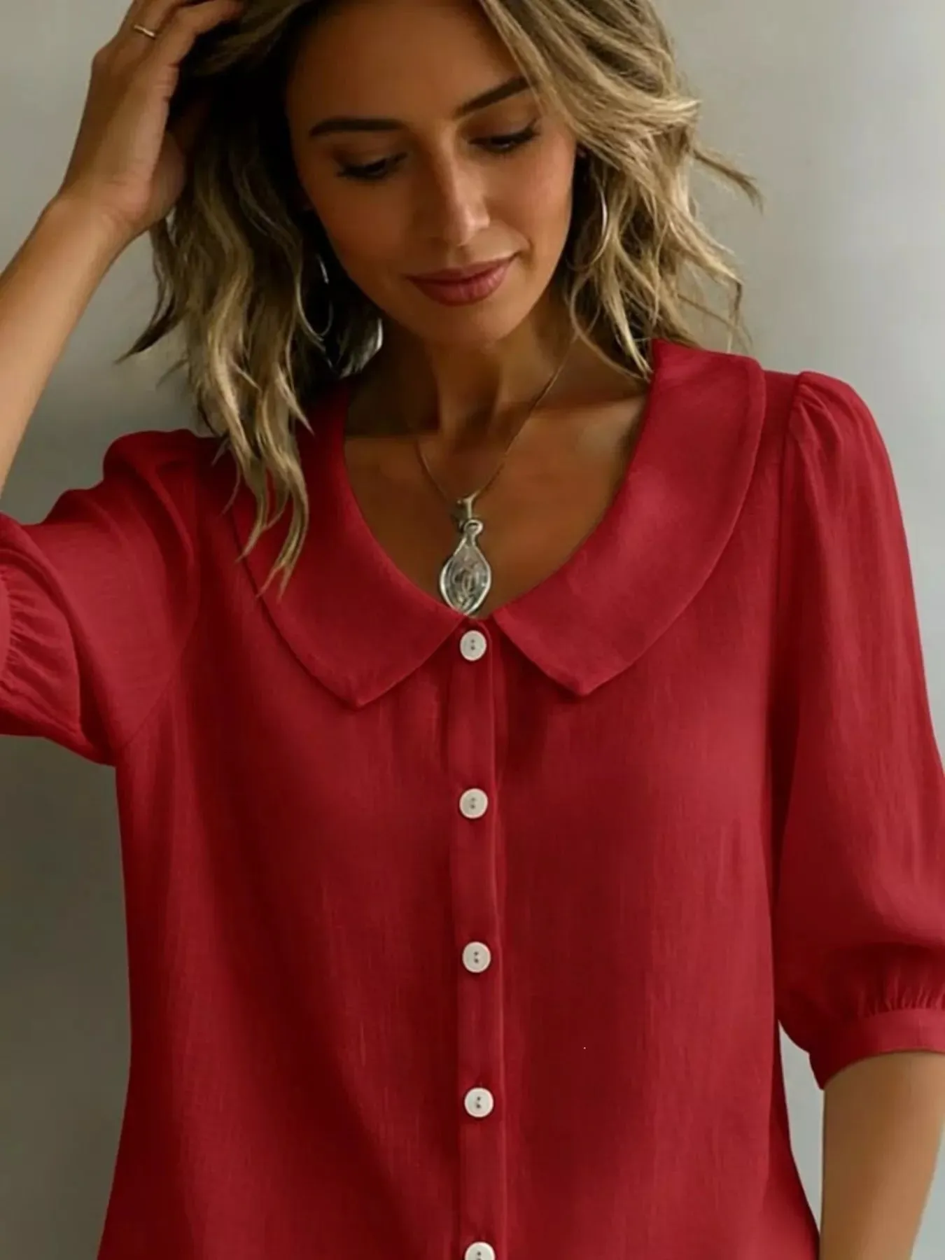 Full Size Peter Pan Collar Button-Down Shirt Plus Size sold by Charming Charlie product image thumbnail 2